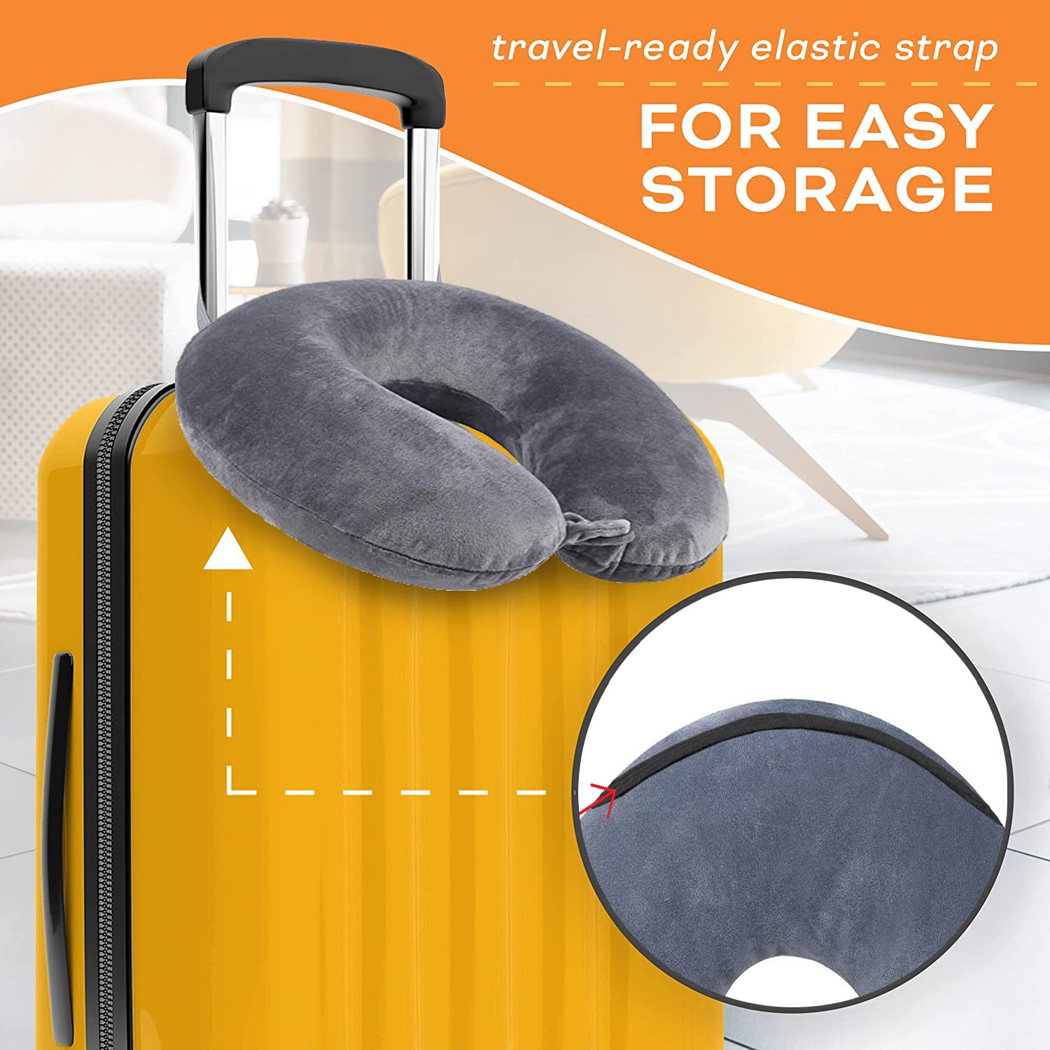 Juzzii Velvet Neck Pillow & Sleep Mask Set - Ultra Soft Travel Pillow with Adjustable Eye Mask for Airplane, Car & Home Use - Grey (No-28) - Perfect for Long Flights, Road Trips & Office Naps