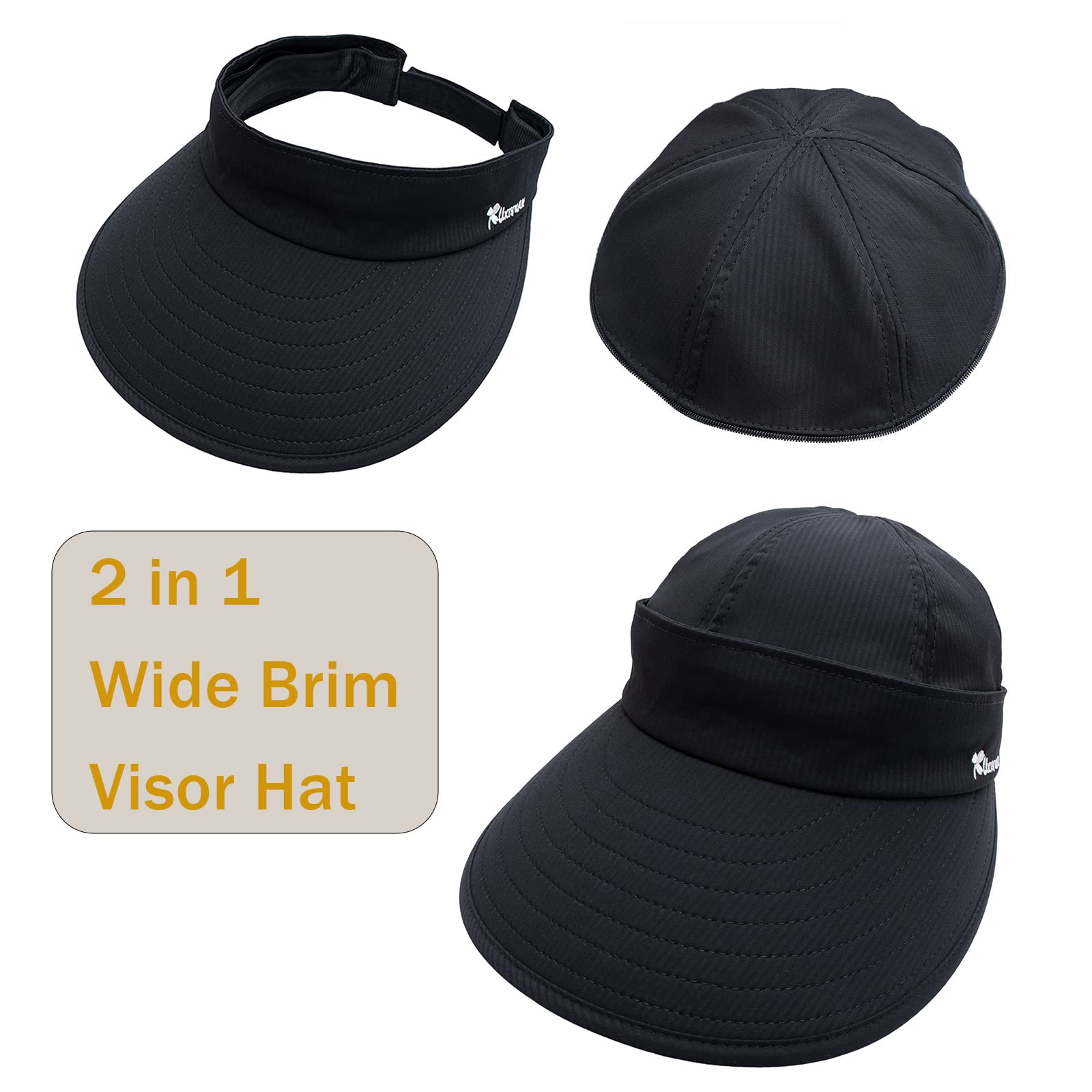 Women's Wide Brim Sun Visor Hat - UV Protection for Golf, Tennis, Beach & Outdoor Sports | 2-in-1 Adjustable Design for Sun Safety & Style