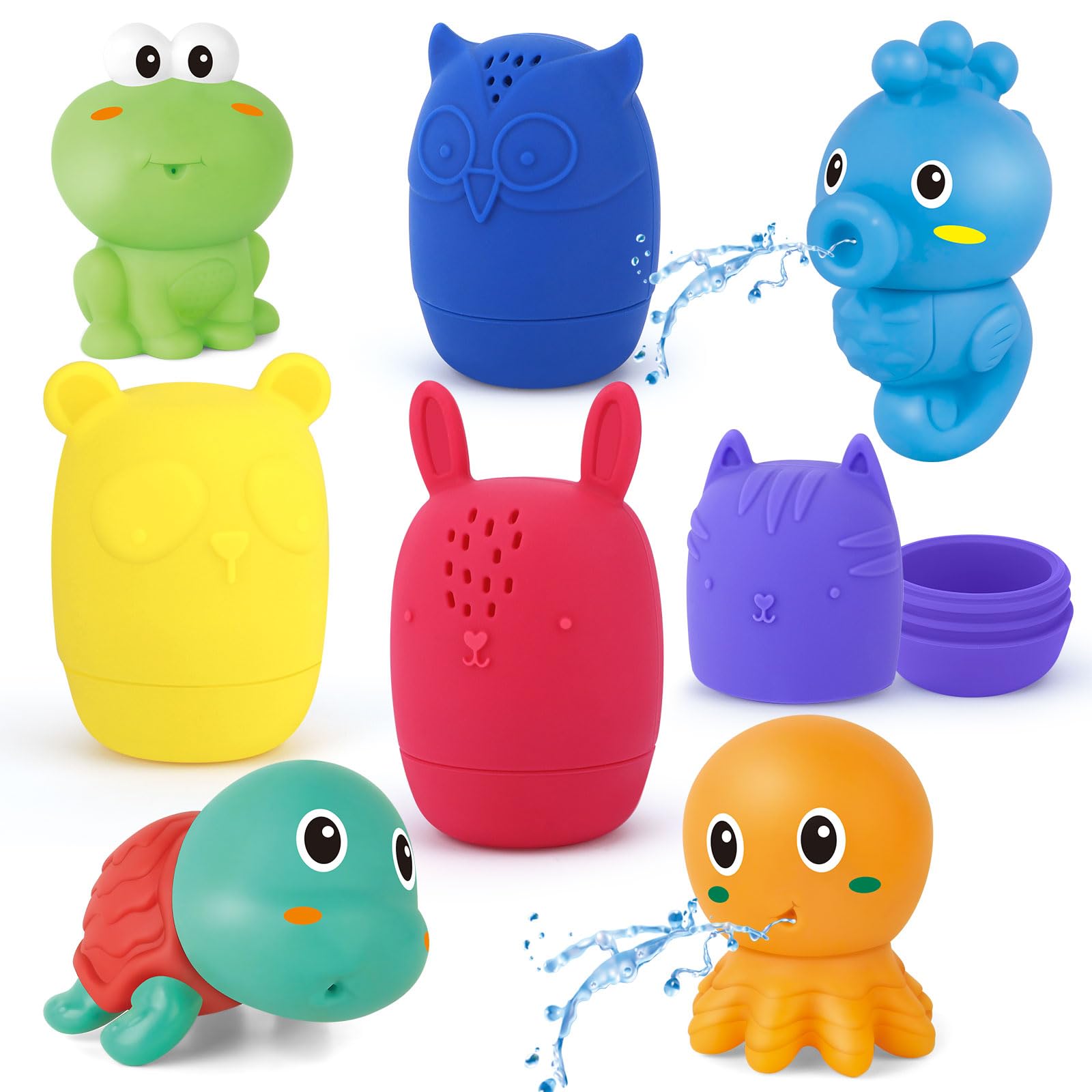WakeInsa Mold-Free Bath Toys for Babies & Toddlers 1-3 Years | Machine Washable, No-Mold Bathtub & Water Toys | Safe Infant Toys for 6-12 Months | Perfect for Bath Time Fun & Early Learning Play