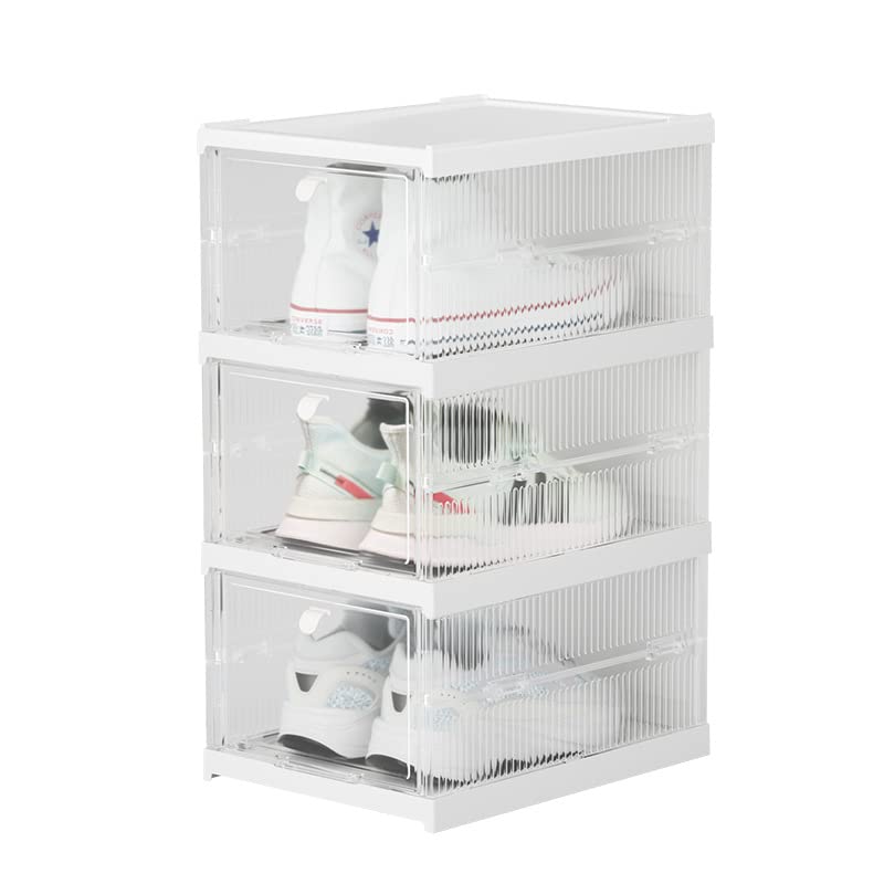 LYJL Foldable Shoe Storage Box - Non-Installation Shoe Cabinet with Clear Dustproof Design, Space Saving Organizer for Closet, Entryway, and Bedroom (Set of 6) - Perfect for Home, Dorm, and Apartment Organization