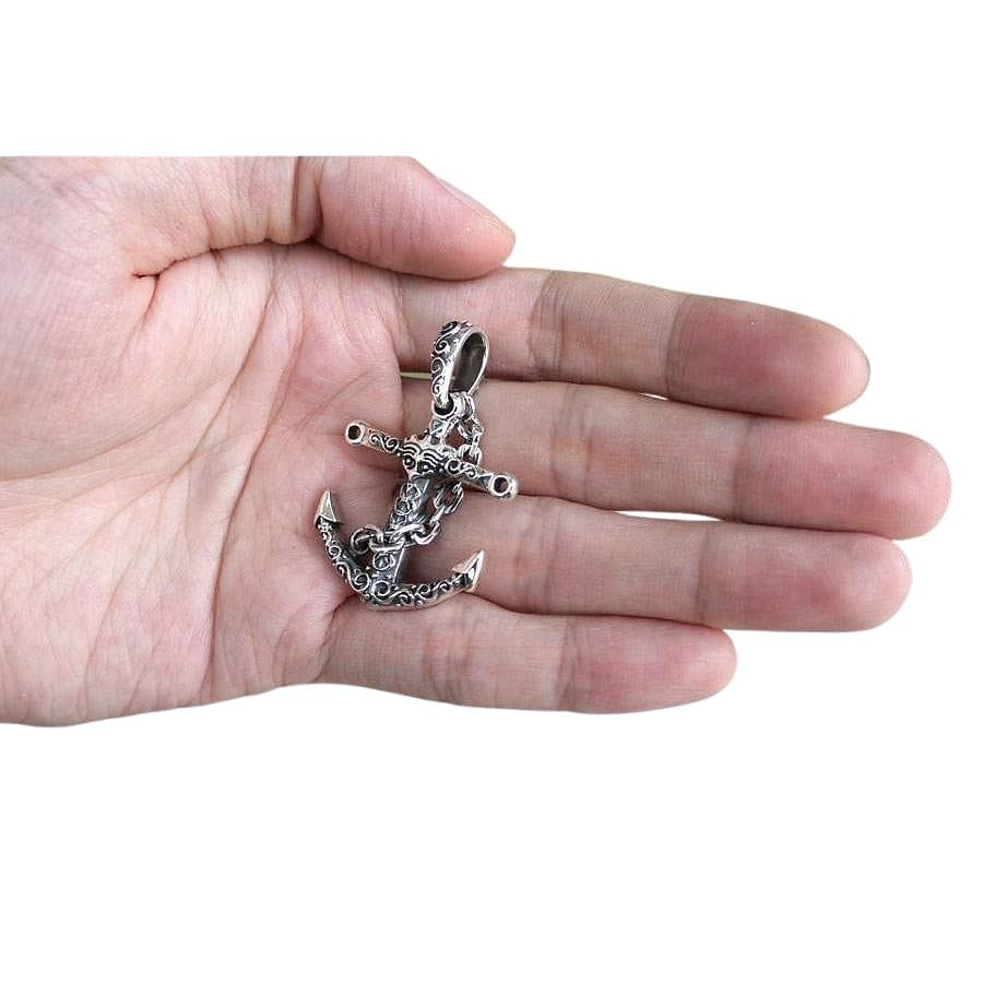 Viking Anchor Sterling Silver Pendant Necklace for Men - Norse Jewelry, Viking Symbol of Strength - Perfect for Gifts, Everyday Wear & Viking Enthusiasts