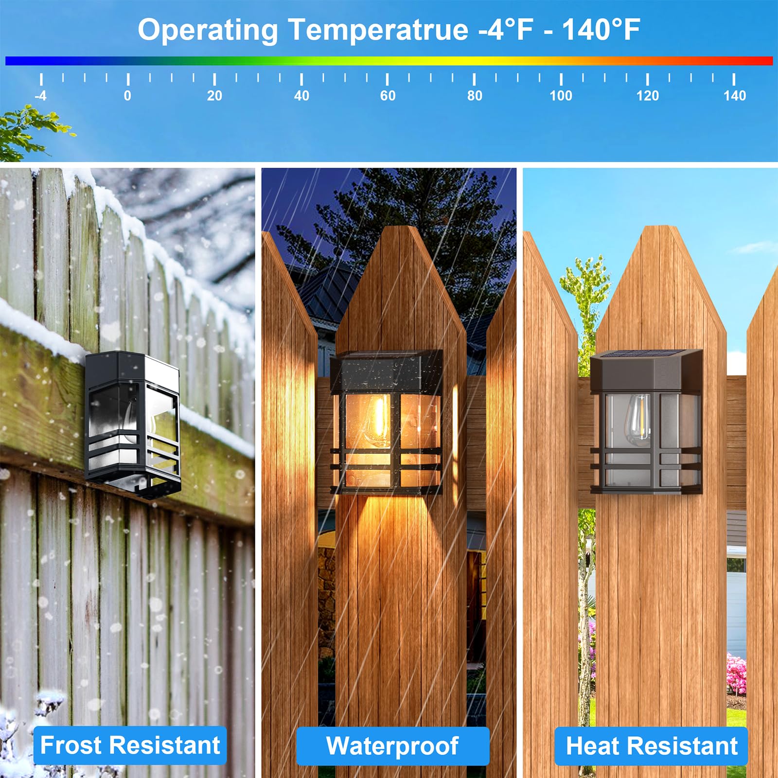 Eyrosa 4 Pack Solar Fence Lights - Waterproof Outdoor Solar Deck Lights for Post, Wall, Patio, Porch, Yard & Garden Decor - Perfect for Pathway Lighting & Landscape Illumination