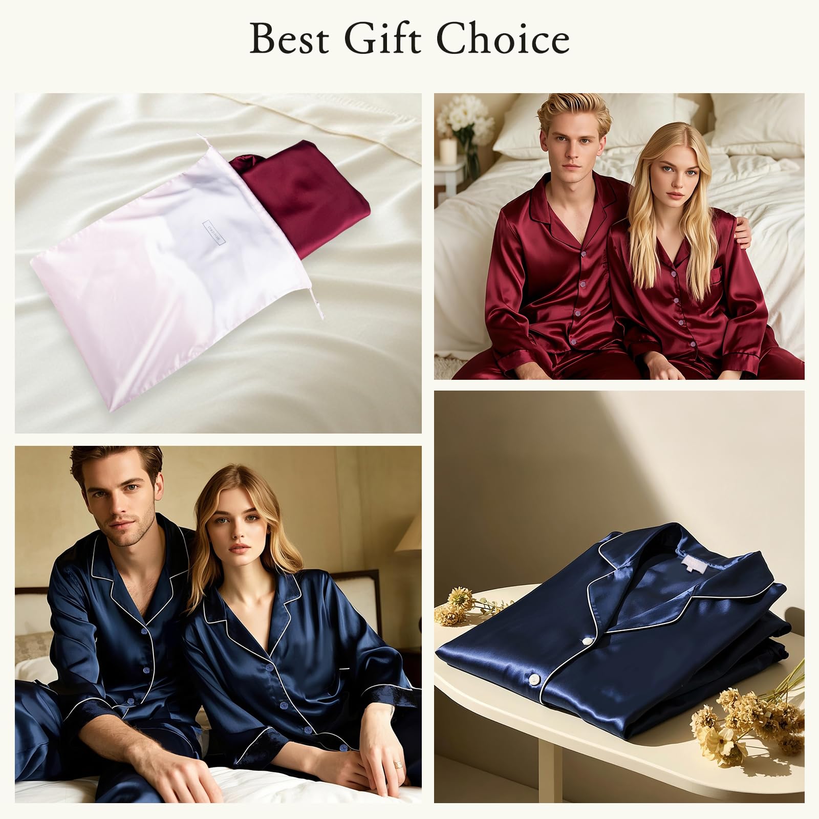 Luxury Men's Silk Pajamas Set - 2PC Long Sleeve Button-Down Sleepwear for Men | Soft & Breathable Silk PJs for Lounge, Sleep & Relaxation at Home
