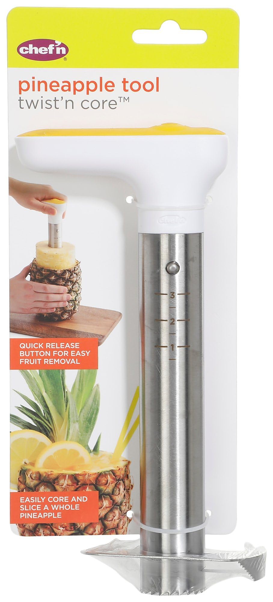 Premium Twist'n Core Pineapple Corer Tool - Stainless Steel Pineapple Slicer & Decorator - Perfect for Fruit Salads, Cocktails & Tropical Party Decor