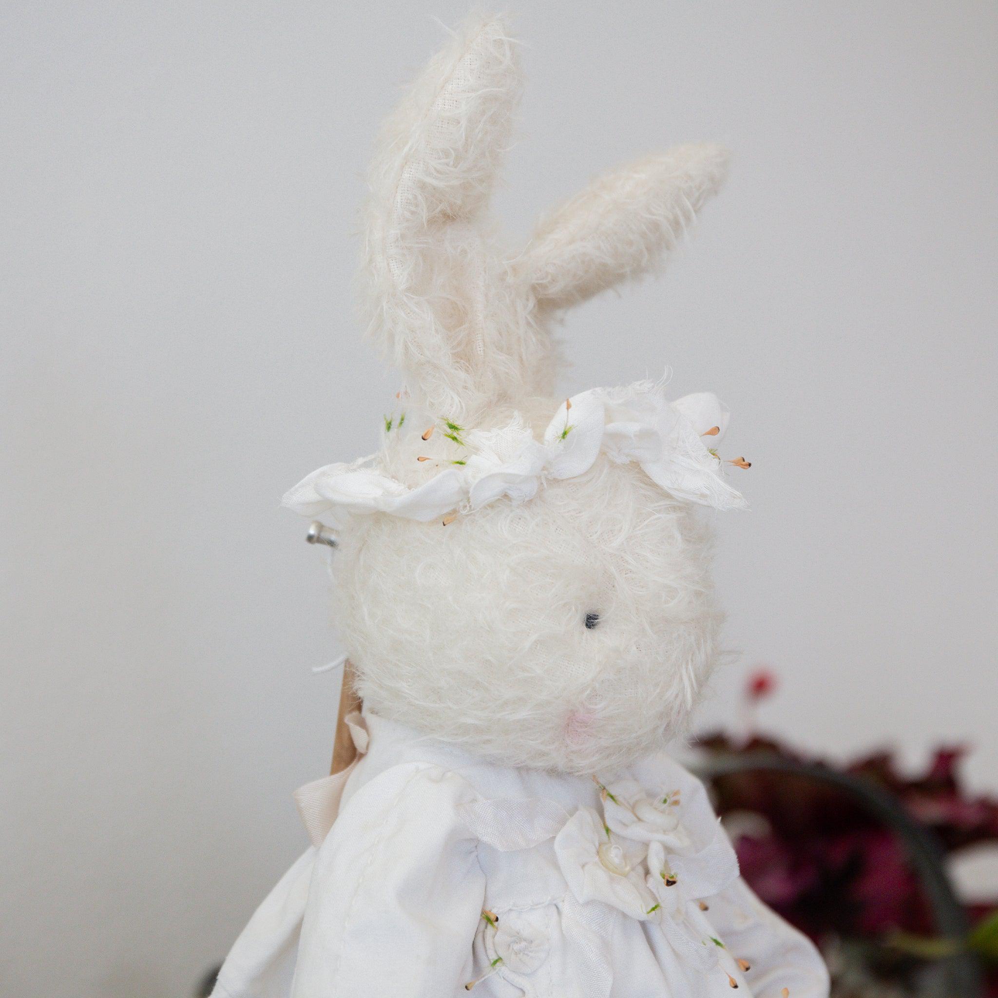 Hutch Studio Elegant Ellie Eyelet Bunny - Soft Mohair Plush Toy for Kids, Perfect for Nursery Decor, Baby Shower Gifts & Cuddly Companions