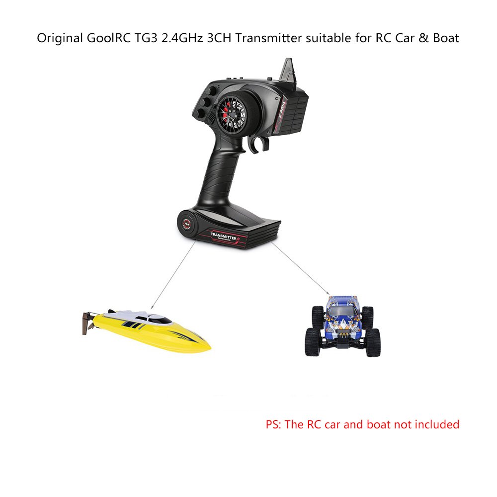 2.4GHz 3-Channel AFHS Radio Remote Control Transmitter with Receiver for RC Cars, Boats, Drones - Perfect for Hobbyists & Racing Enthusiasts