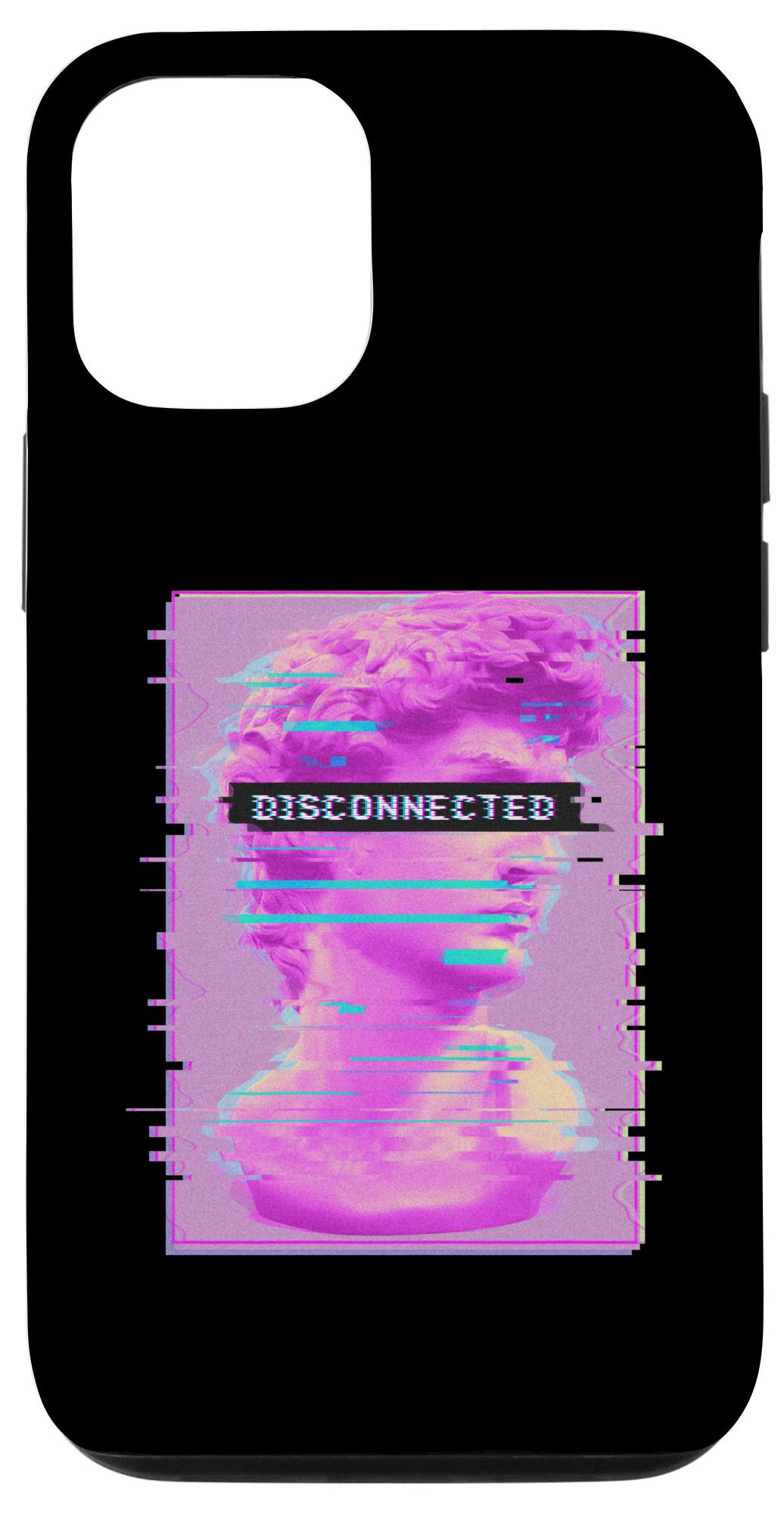 iPhone 12/12 Pro Glitch Art Phone Case - David Statue Disconnected Design, Anti-Social Aesthetic Protective Cover for Trendy Tech Accessories | Perfect for Streetwear Fashion & Artistic Expression