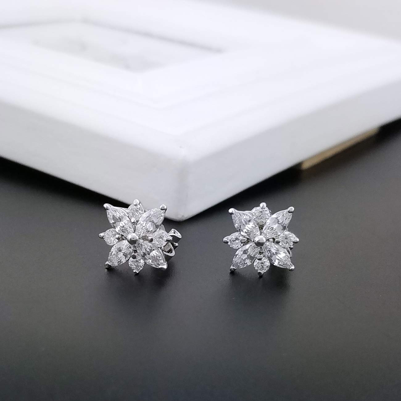 YOQUCOL Snowflake Clip-On Stud Earrings for Women - Cubic Zirconia Crystal Non-Pierced Earrings - Perfect for Christmas, Winter Parties & Holiday Gifts
