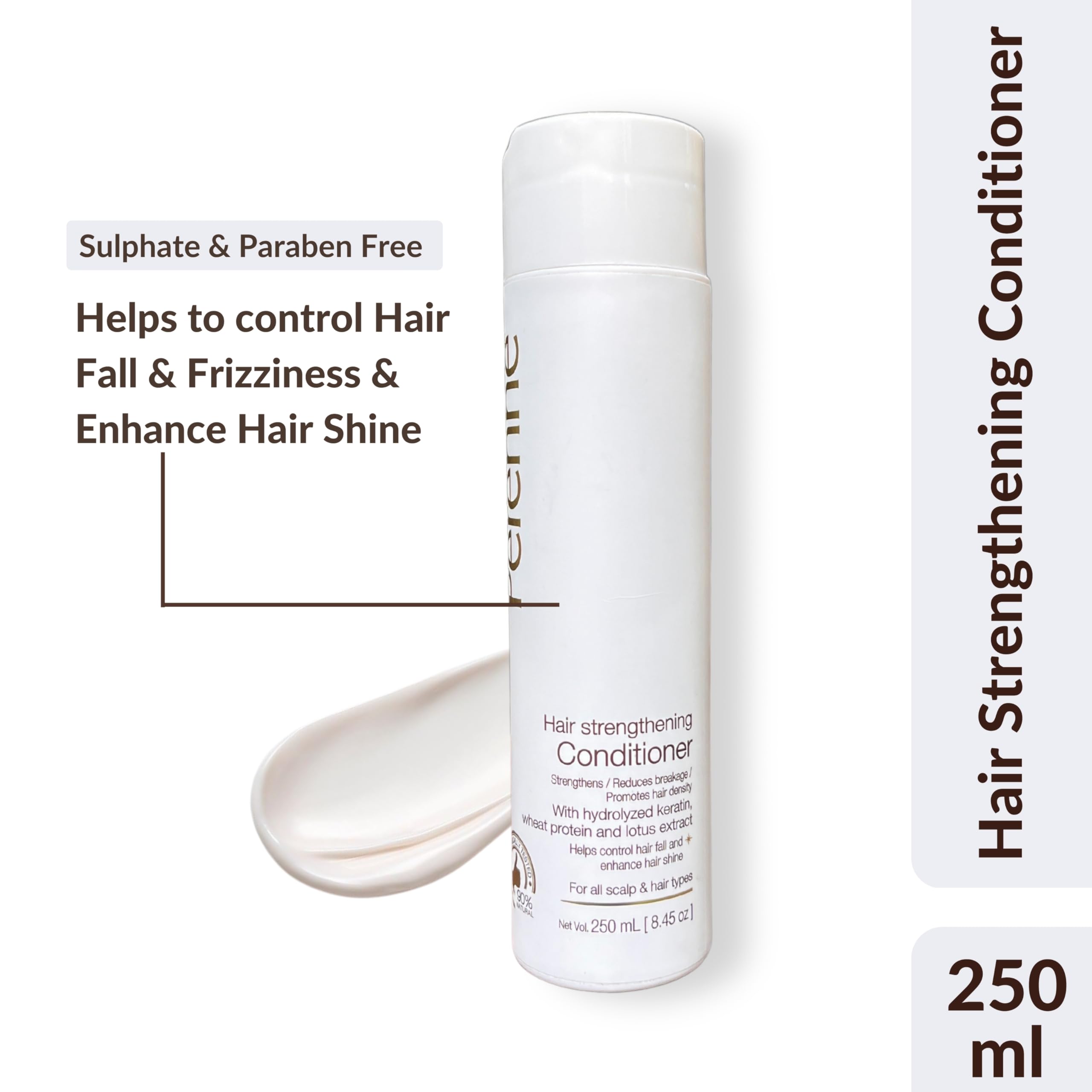 Perenne Hair Strengthening Conditioner with Hydrolyzed Keratin & Wheat Protein (8.5 oz) - Reduces Hair Fall, Promotes Growth for All Hair Types - Perfect for Daily Use & Damaged Hair Repair