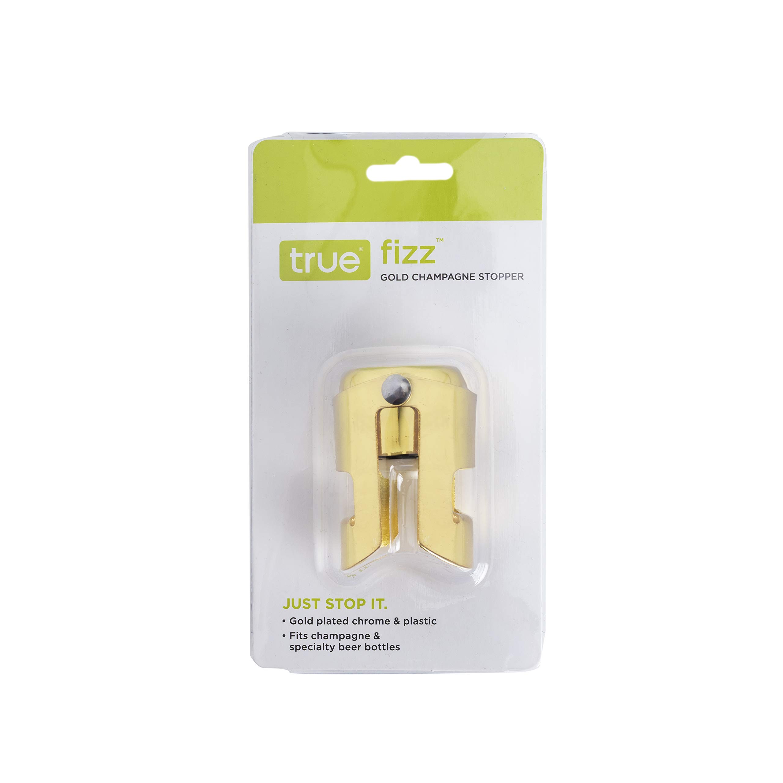 True Fizz Champagne Stoppers for Bottles - Premium Sparkling Wine Preserver & Wine Accessories Set (Gold, 1-Pack) - Perfect for Parties, Weddings & Home Entertaining