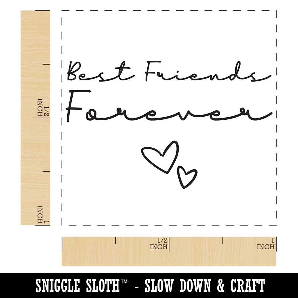 Best Friends Forever Script with Hearts Self-Inking Rubber Stamp - 1 Inch Small Blue Ink Stamper for Scrapbooking, Card Making & DIY Crafts