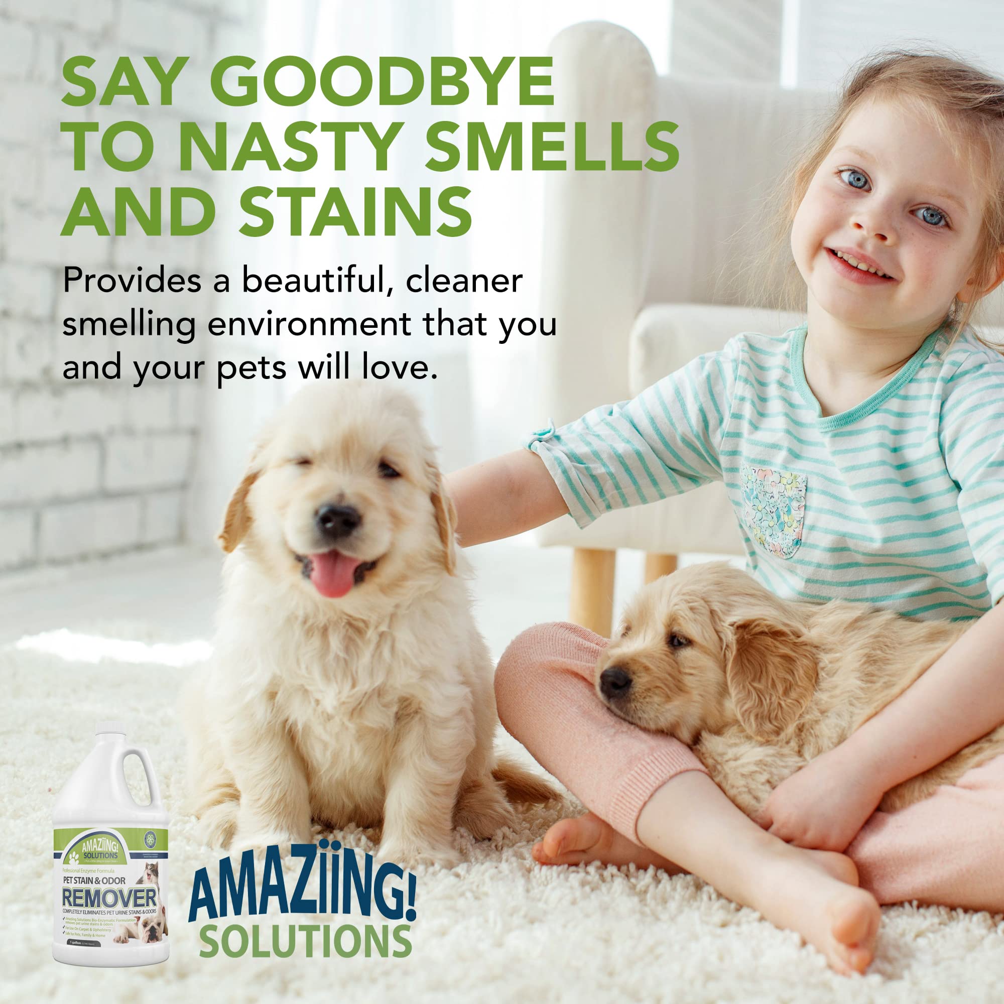 **Enzyme Pet Stain & Odor Remover - 1 Gallon Refill for Urine, Carpet & Fabric - Eliminates Pet Odors & Stains - Fresh Scent for Home, Floors & Furniture - Ideal for Dogs, Cats & Multi-Pet Households**