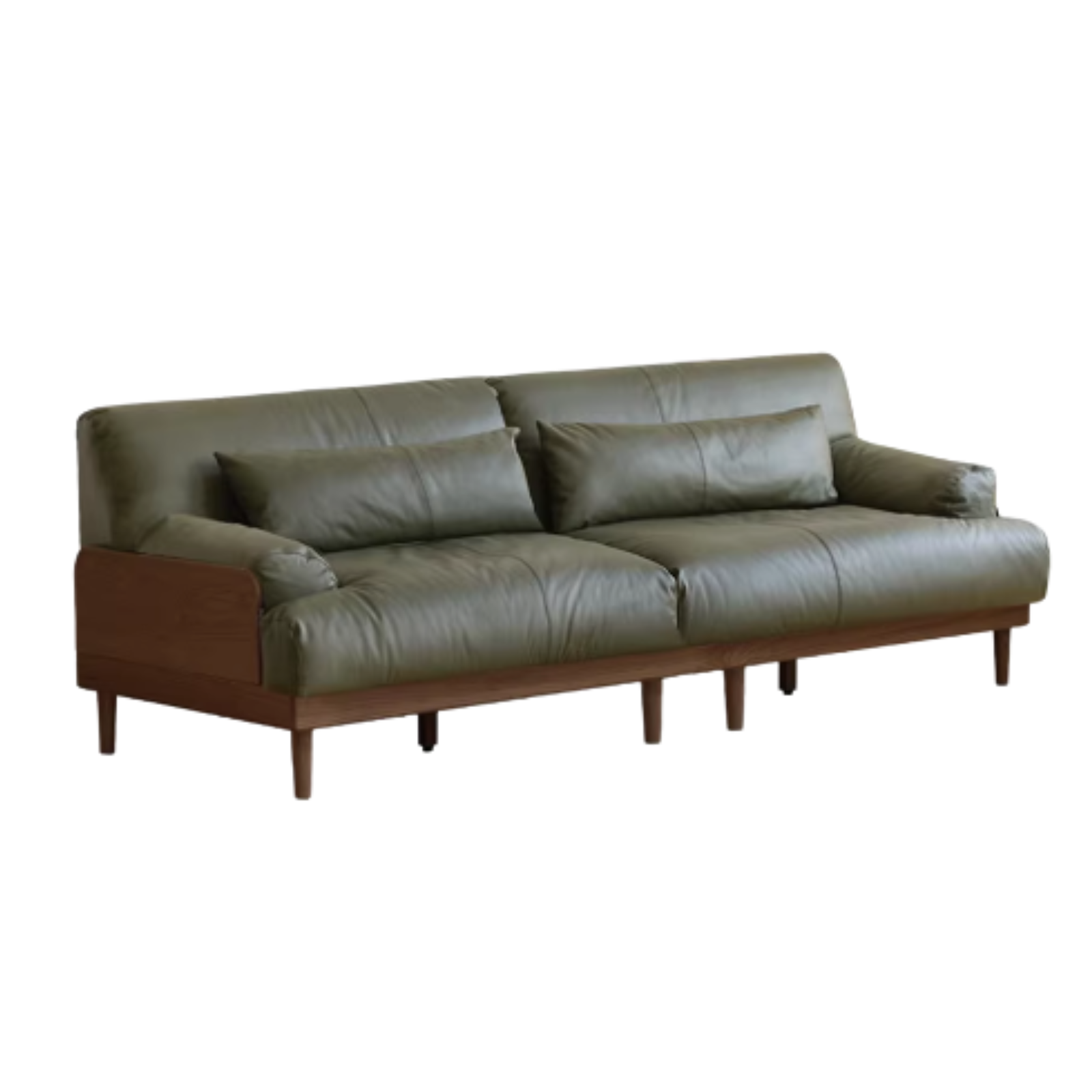 111.8x40.1x29.9 inch/ 284x102x76 cm / Walnut color / Oak Leather dark green
