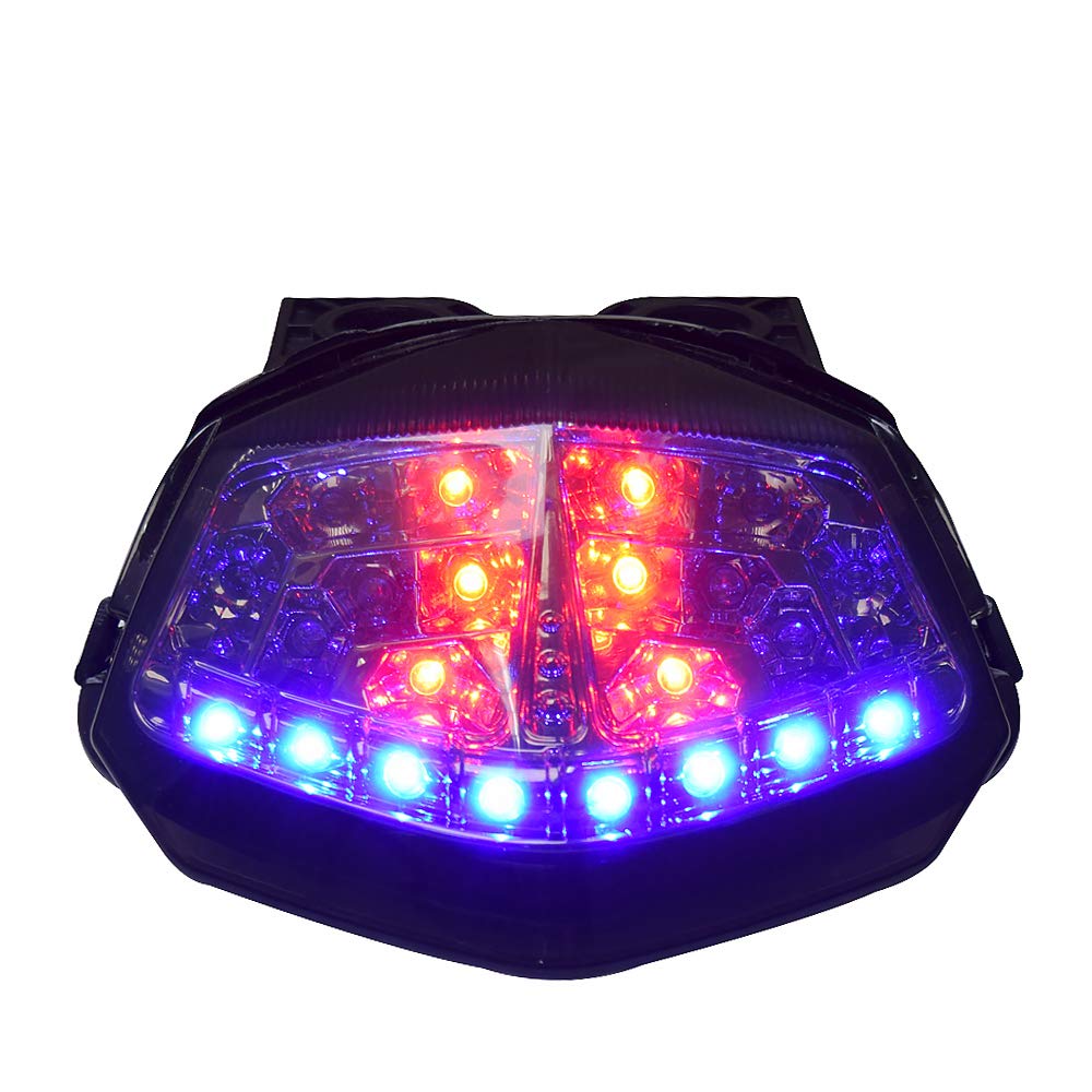 KYN Kawasaki Ninja 250 2008-2012 LED Tail Light Assembly with Integrated Brake & Turn Signals - High Visibility Motorcycle Safety Light for Night Riding & Urban Commuting
