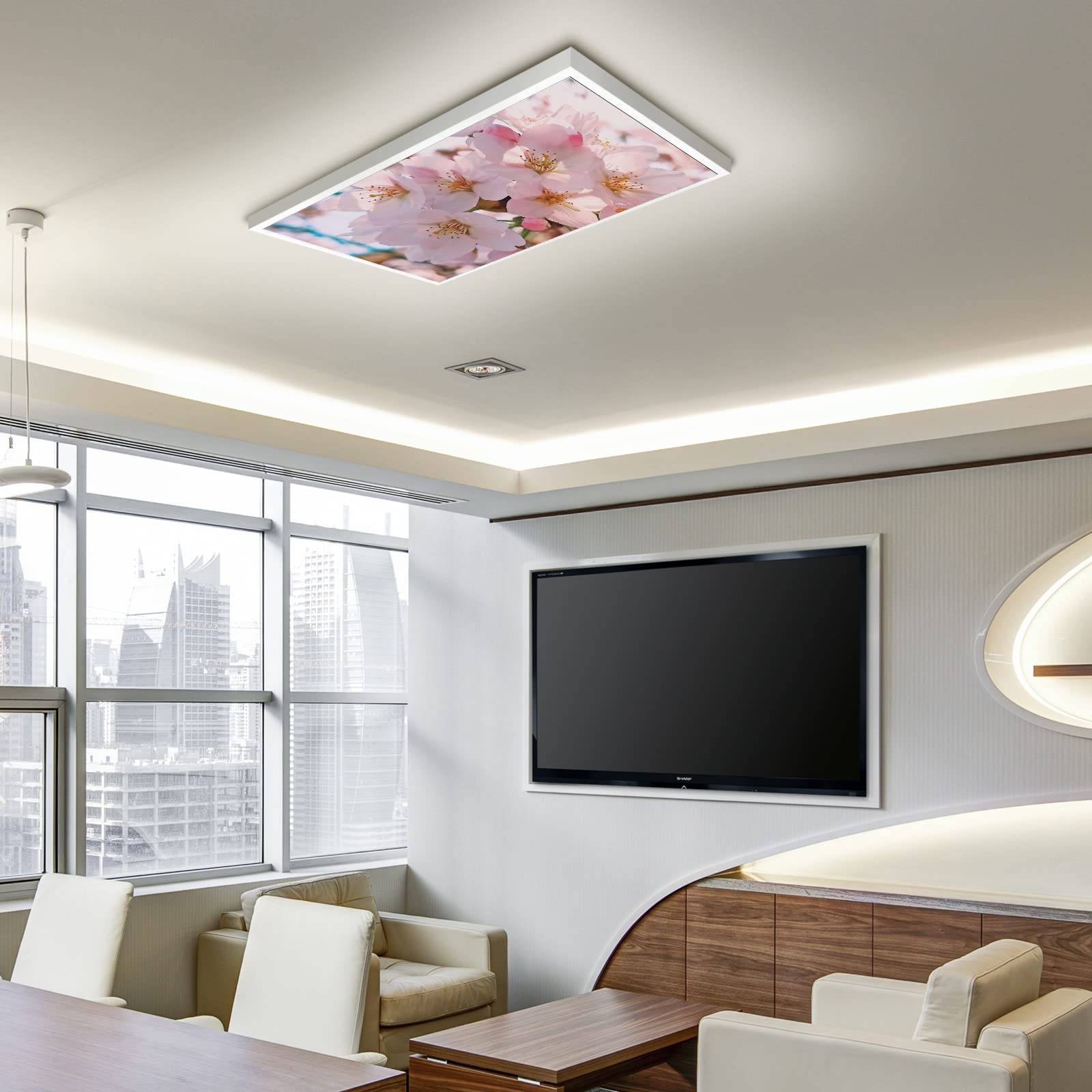 Cherry Blossom Fluorescent Lamp Shade - Eye Protection Light Cover for Home, Office & Classroom Ceiling Lights - Reduces Eye Strain & Headaches - Perfect for Study Rooms, Workspaces & Dorm Decor