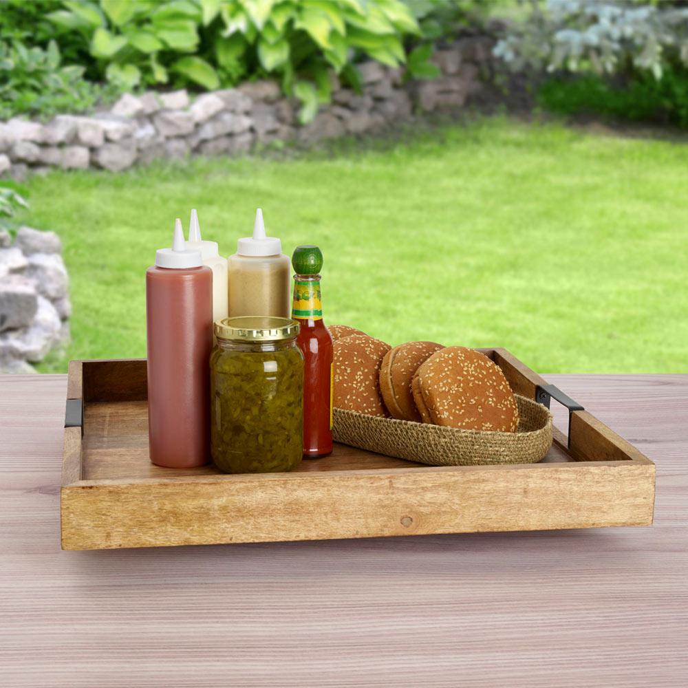 Square Lazy Susan Serving Tray - 360° Rotating Turntable for Dining Table, Kitchen Counter, Buffet & Party Serving | Durable Wooden Organizer for Spices, Condiments & Food Display