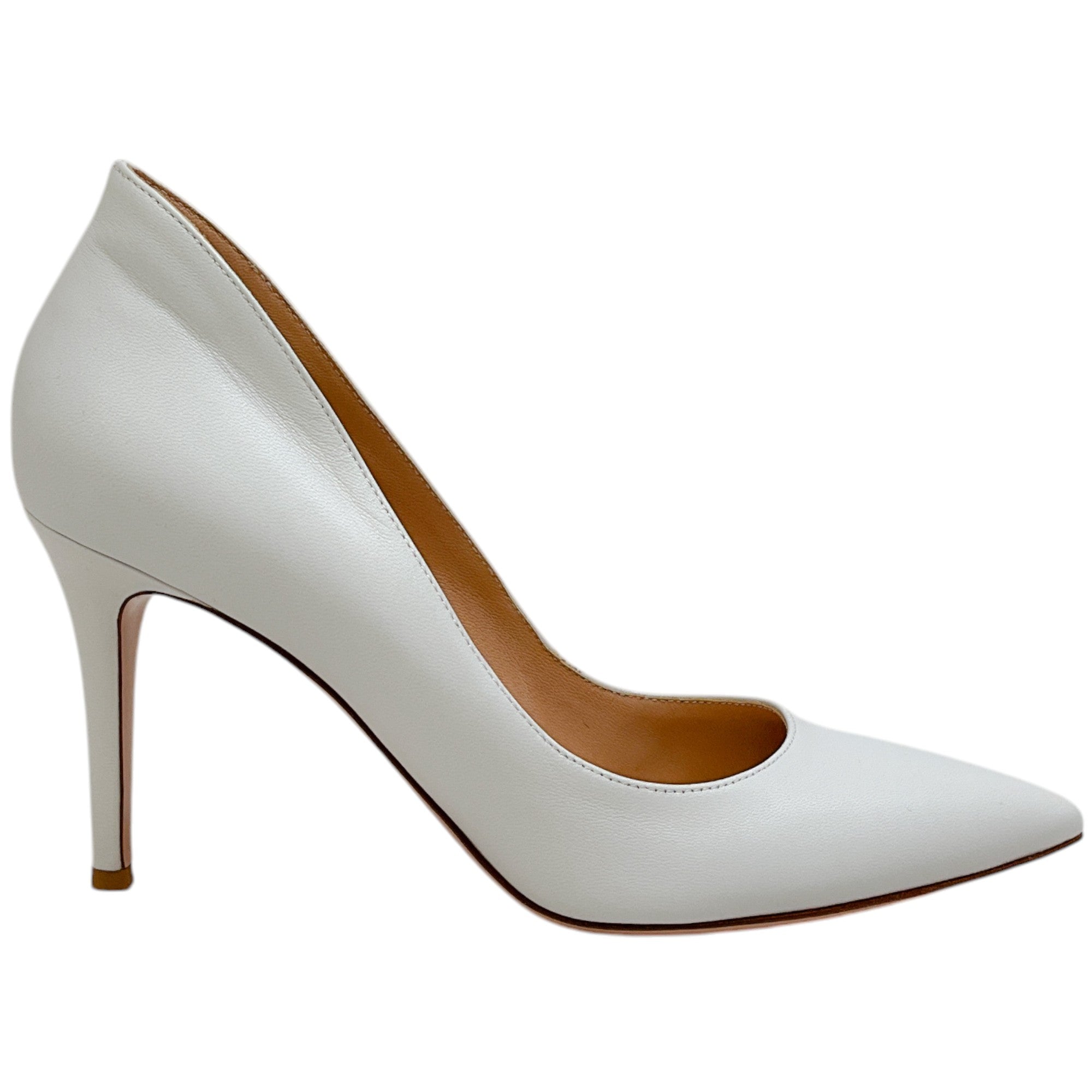 Gianvito Rossi Women's White Leather Ellipsis 85mm Pumps - Elegant High Heels for Office, Party & Special Occasions