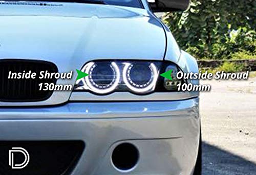 Halo Lights LED 100mm/130mm Red Four Diode Dynamics - High Performance Car Accent Lighting for Trucks, Jeeps & Off-Road Vehicles | Durable & Bright LED Halo Rings for Headlights & Fog Lights