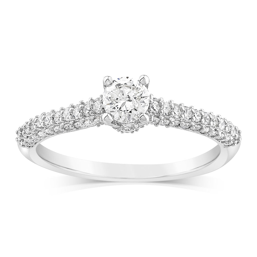 0.60 Carat Natural Diamond 9ct White Gold Fancy Brilliant Cut Ring for Women - Perfect for Engagement, Wedding & Anniversary Gifts