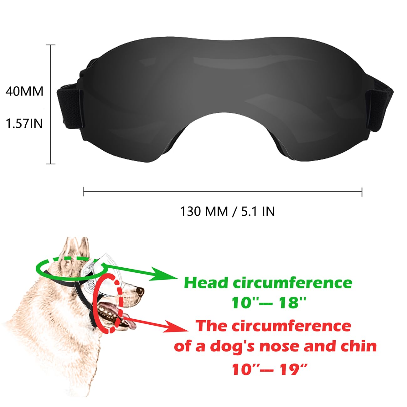 UV Protection Dog Goggles for Medium Dogs - Adjustable Strap Windproof & Snowproof Pet Sunglasses - Eye Protection for Hiking, Running, Beach & Outdoor Activities