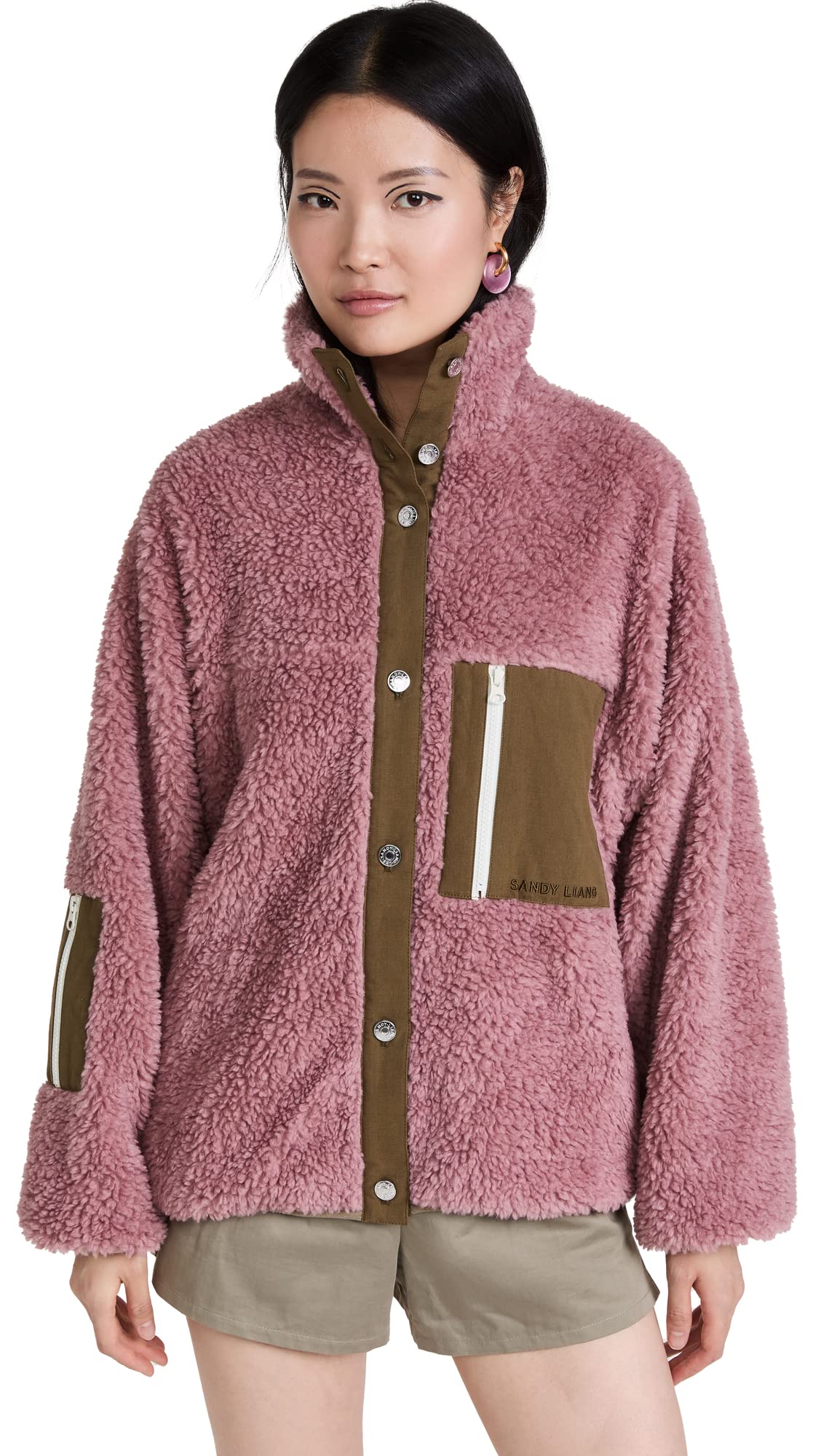Sandy Liang Women's Panda Print Fleece Jacket - Cozy Winter Outerwear for Casual Wear & Street Style Fashion