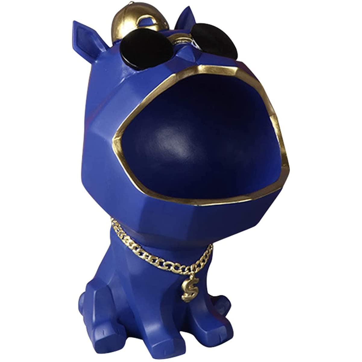 Blue Resin Dog Statue Figurine - Key Holder & Jewelry Tray Organizer - Home Entryway Storage Box - Office Desk Decor - Perfect for Organizing Keys, Jewelry & Small Sundries