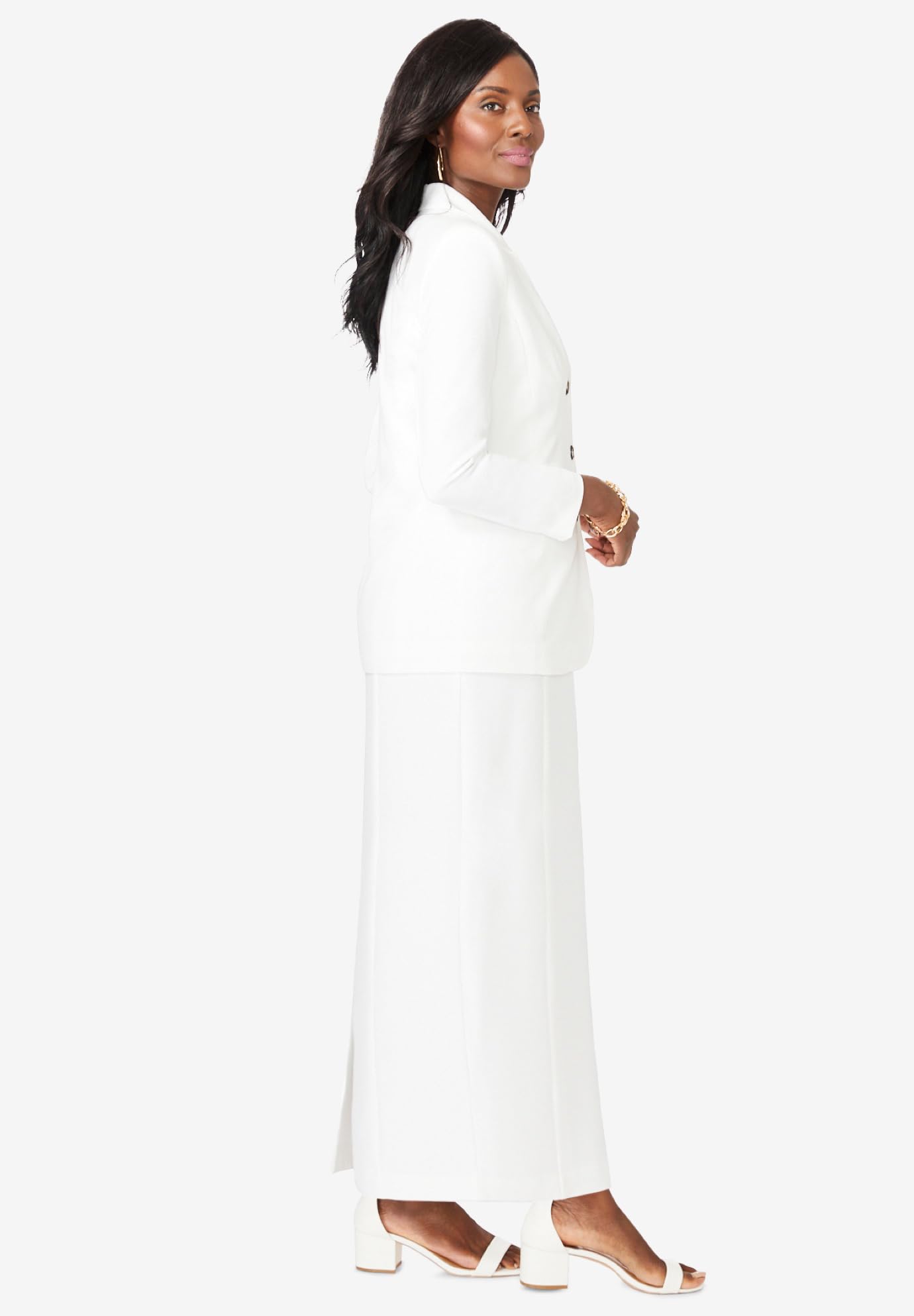 Jessica London Women's Plus Size 2-Piece Stretch Crepe Single-Breasted Maxi Jacket Dress Set - Formal Office Wear & Special Occasion Outfit for Curvy Women