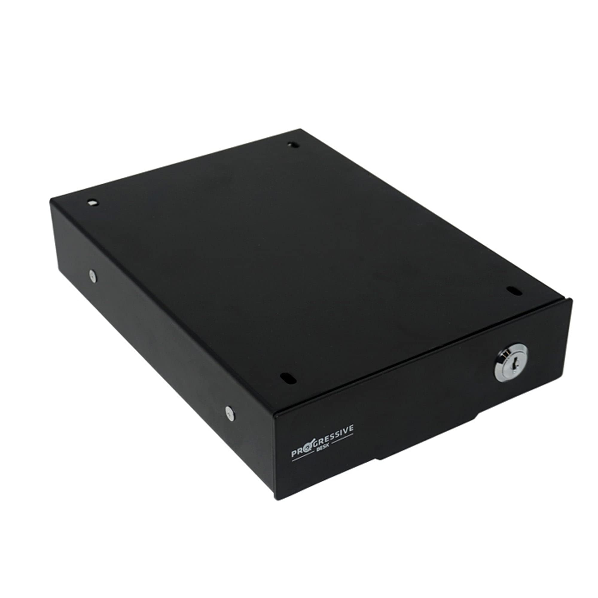 Progressive Automations Small Under Desk Mount Drawer for Electric Standing Desk - Black Metal Storage Organizer (DS-02-Black) | Perfect for Office Supplies, Documents & Stationery Organization