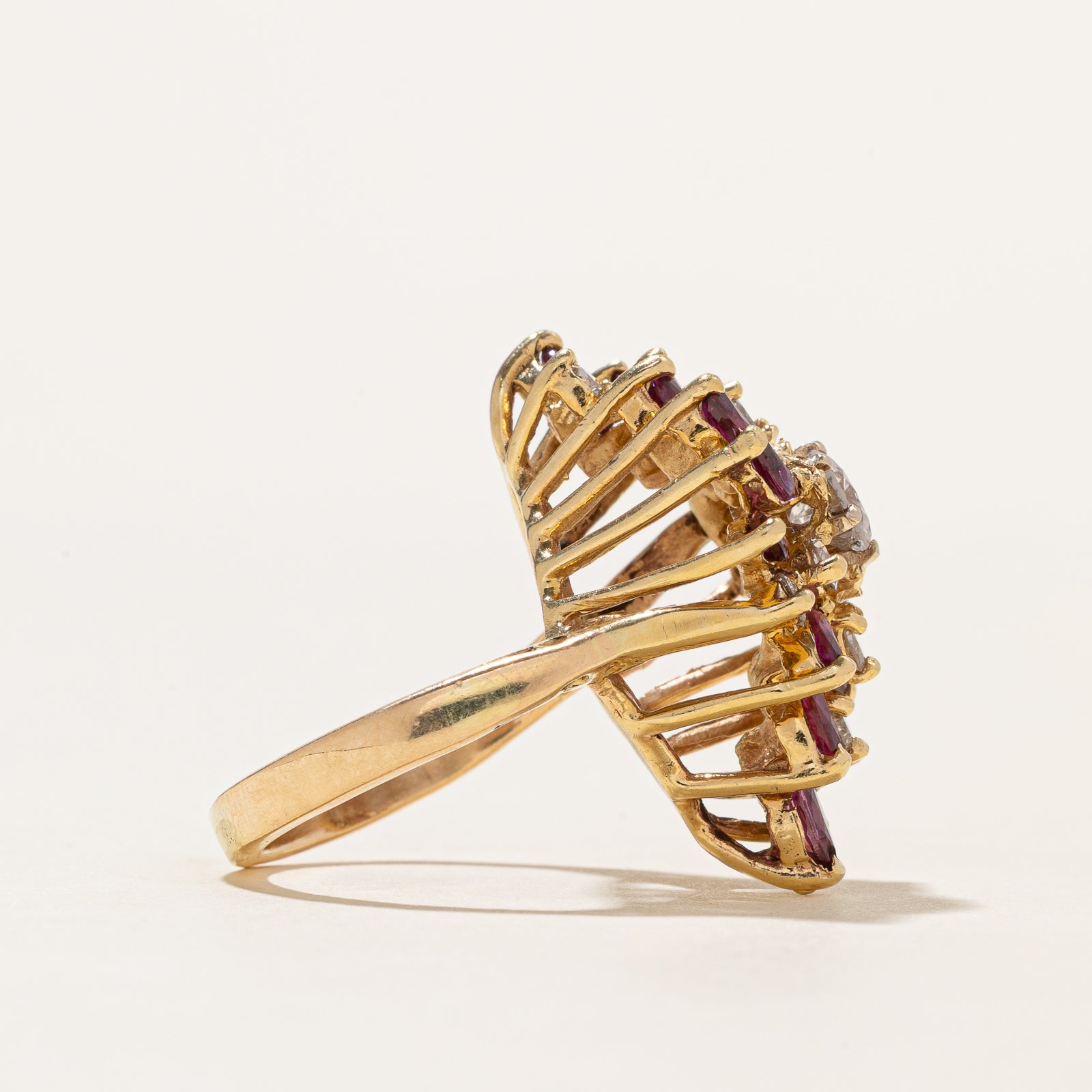 2.10ctw Ruby & Diamond Cocktail Ring - 1.02ctw Genuine Gemstones, Size 6 | Elegant Evening Wear, Anniversary Gift, Special Occasion Jewelry
