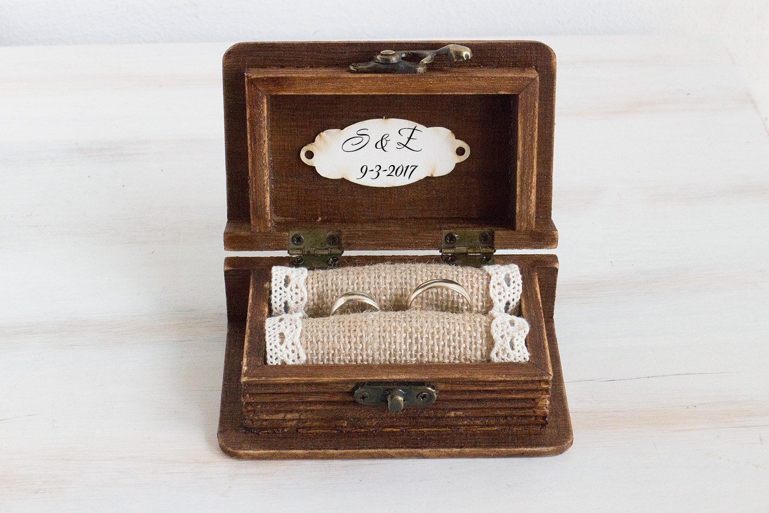 Personalized Wooden Ring Box for Fall Weddings - Autumn Wreath Design