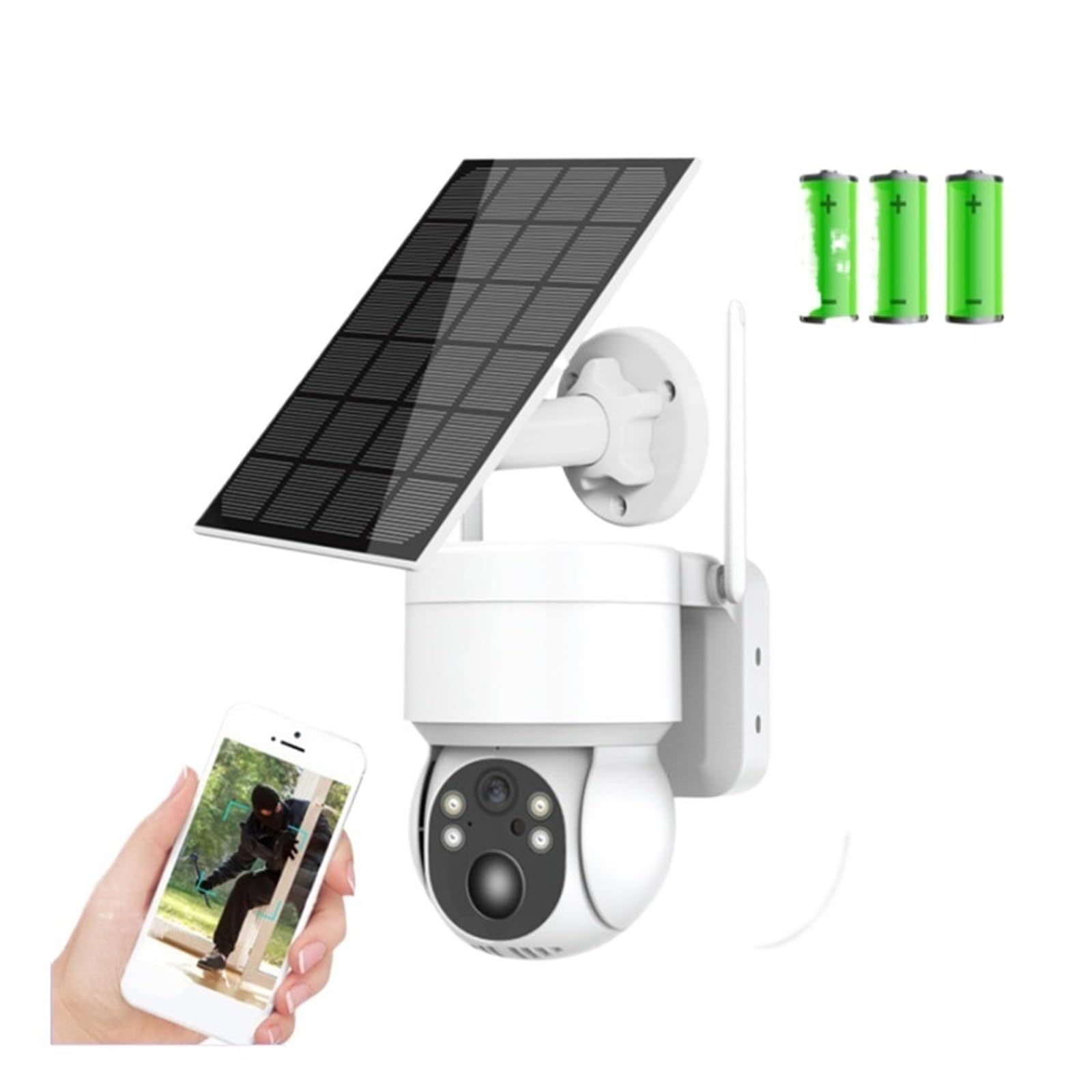 4MP Solar-Powered Wireless Outdoor Security Camera with PTZ, Night Vision & Rechargeable Battery - HD WiFi IP CCTV Surveillance System for Home Protection - Perfect for Backyard, Garage & Perimeter Monitoring