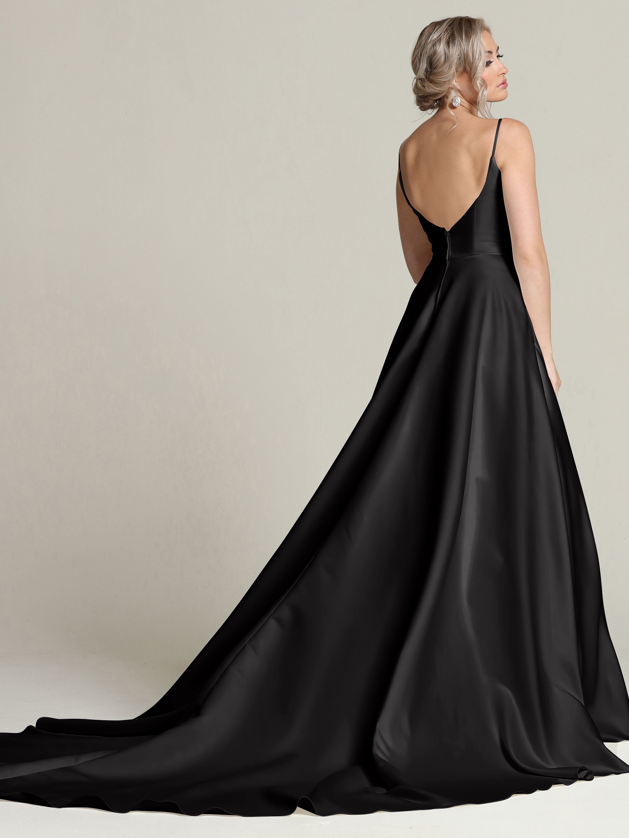 Elegant Melanie Satin Ball Gown with Spaghetti Straps & Scoop Back - Perfect for Prom, Wedding, and Formal Events