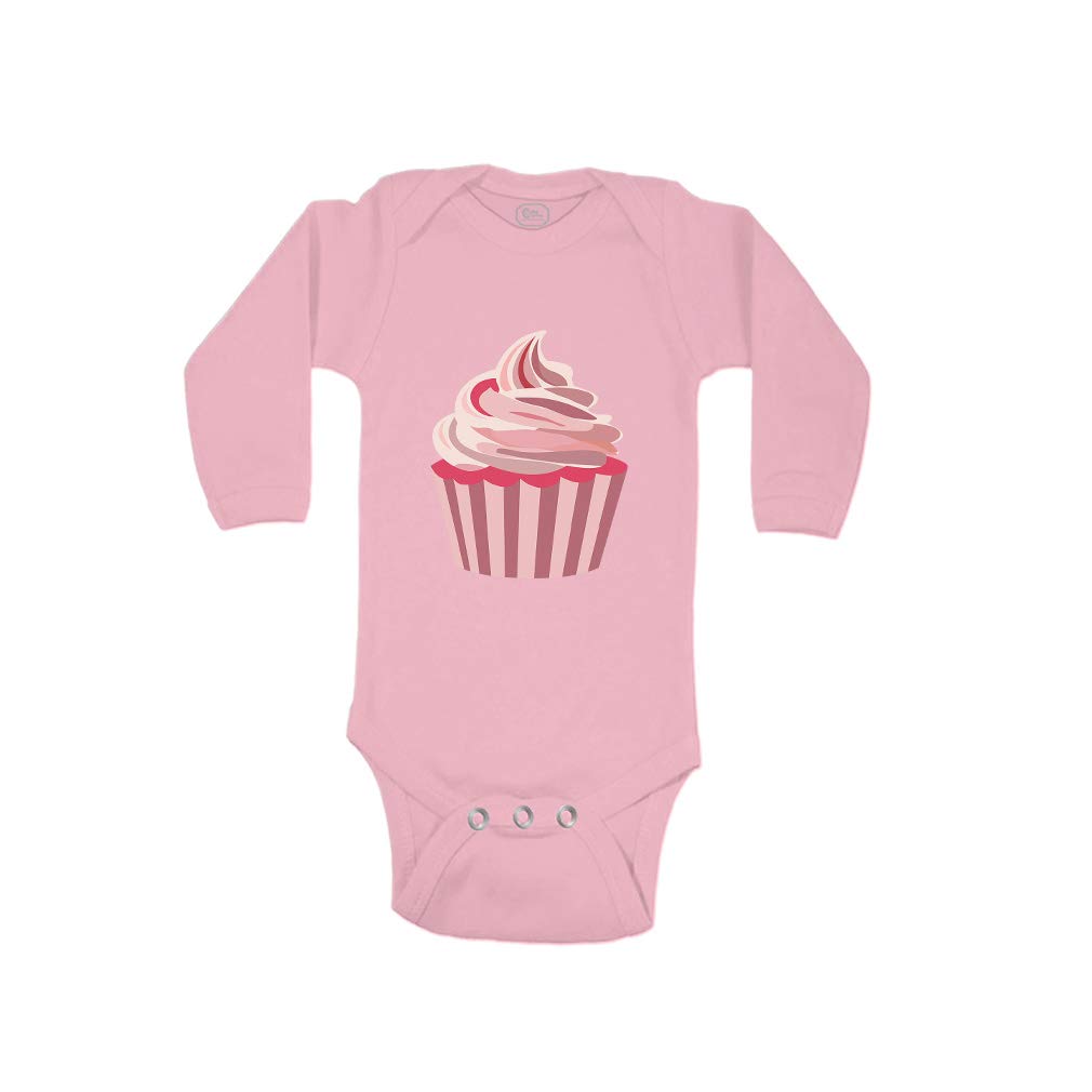 Cute Rascals Baby Long Sleeve Bodysuit - Soft Cotton Cupcake Pink Design for Newborns | Unisex Infant Onesie for Boys & Girls | Perfect for Photoshoots, Playtime & Special Occasions