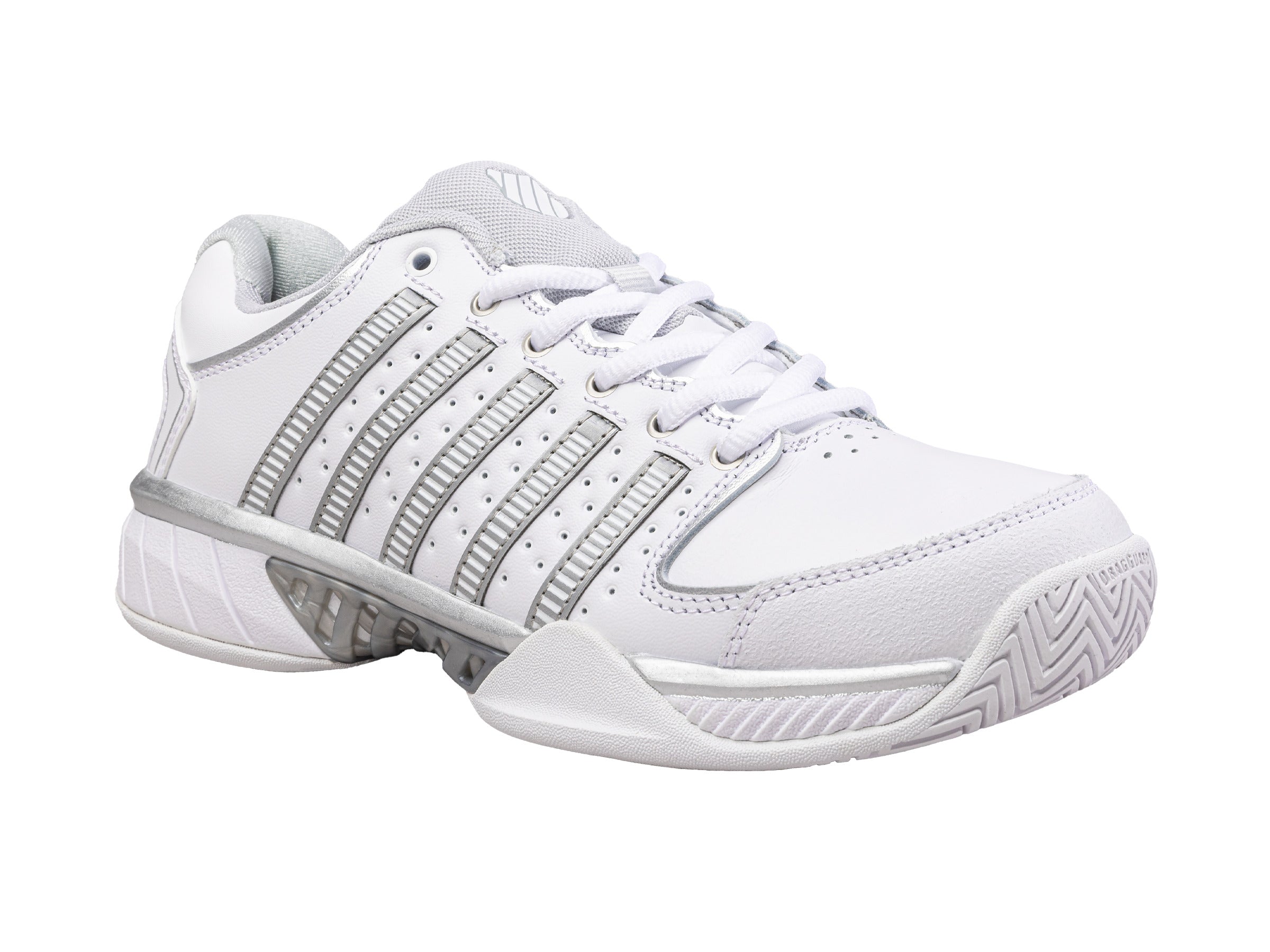 Women's Hypercourt Express Leather Tennis Shoes - White/Silver/Glacier Gray | Lightweight & Comfortable Court Sneakers for Women | Perfect for Tennis, Gym Workouts & Casual Wear