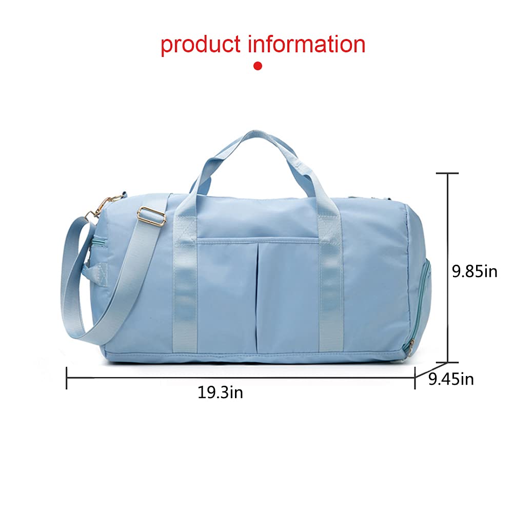 **Waterproof Gym Bag for Men & Women - 29L Light Blue Sports Duffle with Shoe Compartment & Wet Pocket - Ideal for Workout, Travel & Yoga**