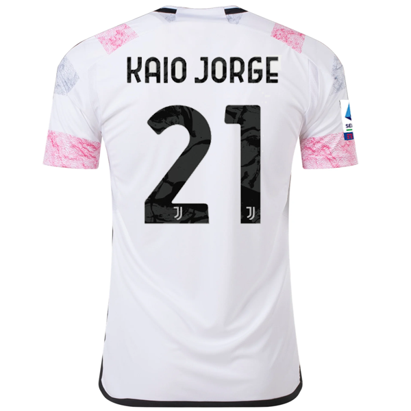 Adidas Juventus Kaio Jorge Away Jersey 23/24 - Official Serie A Soccer Jersey (White) - Perfect for Matchdays, Fan Events & Soccer Enthusiasts