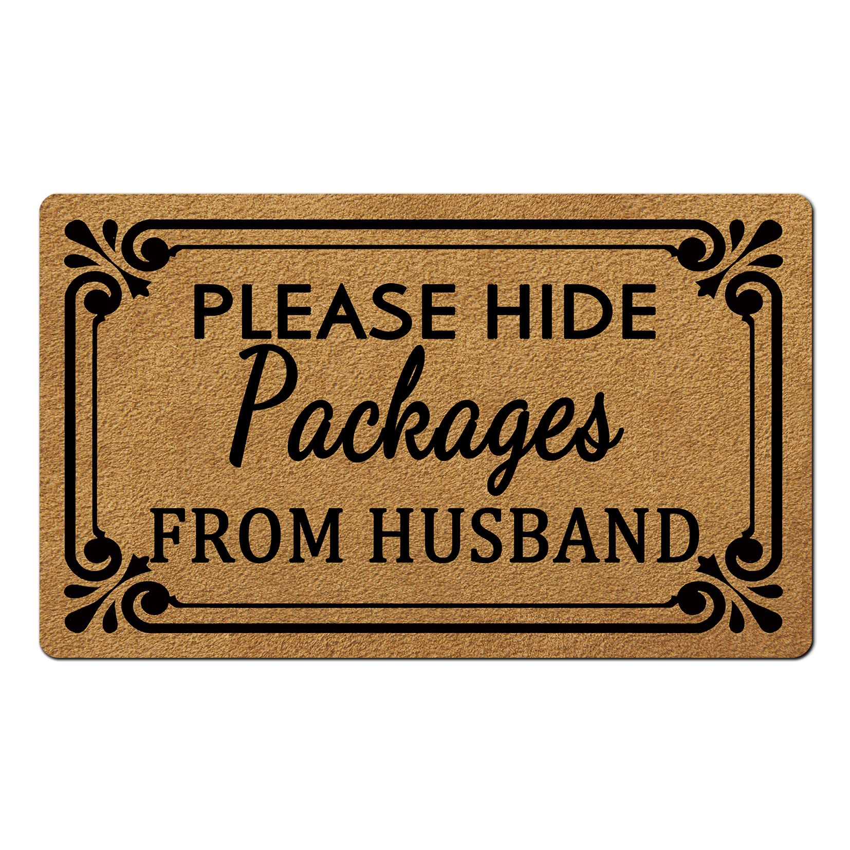 Non-Slip Welcome Mat 29.5x17.7 Inches - Funny Personalized Doormat for Home, Kitchen & Entrance - Hide Packages from Husband Design - Perfect for Indoor Decor & Package Concealment