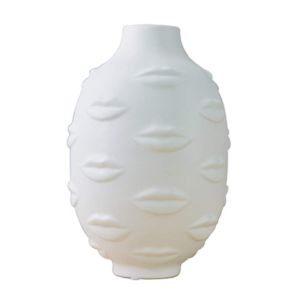 White Ceramic Flower Vase - Modern Home Decor for Table, Living Room | Perfect for Fresh Flowers, Centerpieces & Interior Design