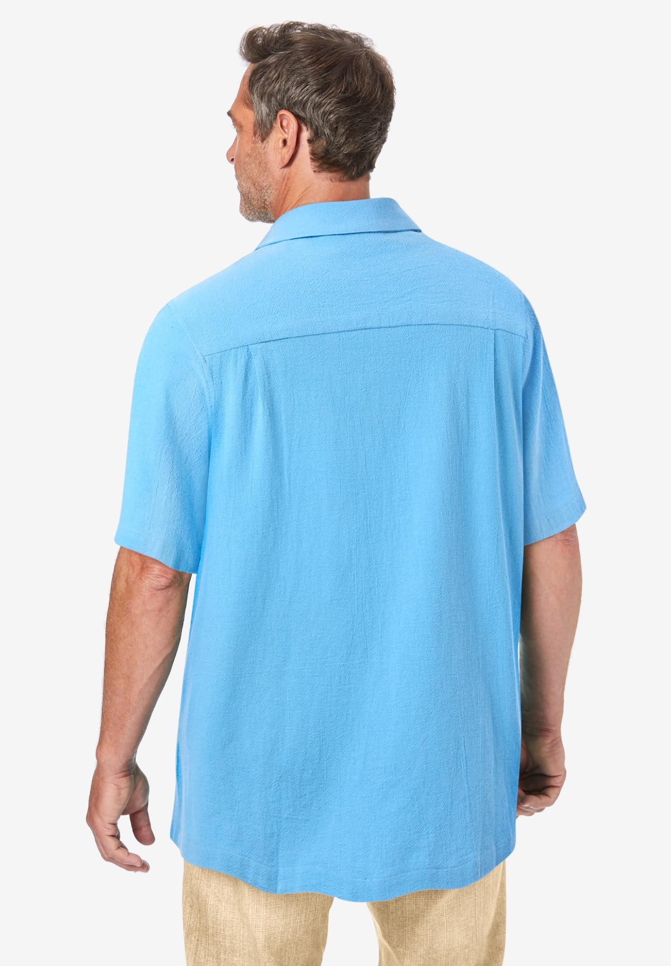 KingSize Men's Big & Tall Gauze Camp Shirt - Breathable Summer Casual Button Down Shirt for Outdoor Activities, Beach & Travel