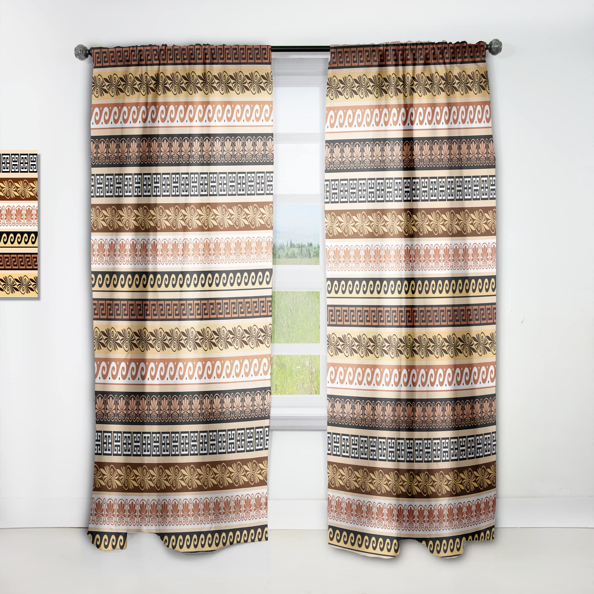 DesignQ Thermal Insulated Blackout Curtains - Ancient Greek Pattern Single Panel (52x108 inches) for Bedroom & Living Room - Elegant Drapes for Home Decor, Noise Reduction & Light Blocking