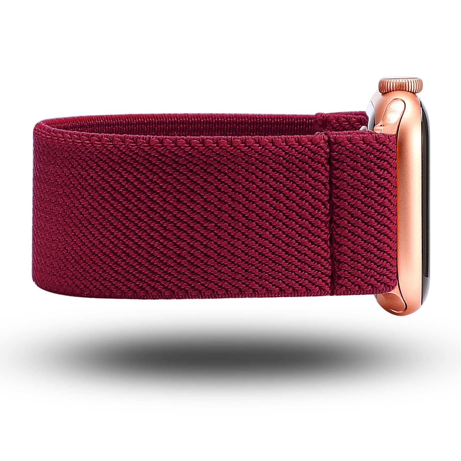 Elastic Apple Watch Band - Soft Nylon Stretchy Solo Loop Replacement Strap Compatible with iWatch Series 8/7/SE/6/5/4/3/2/1 (41mm/40mm/38mm, Wine, Small) - Perfect for Workouts, Running & Everyday Wear