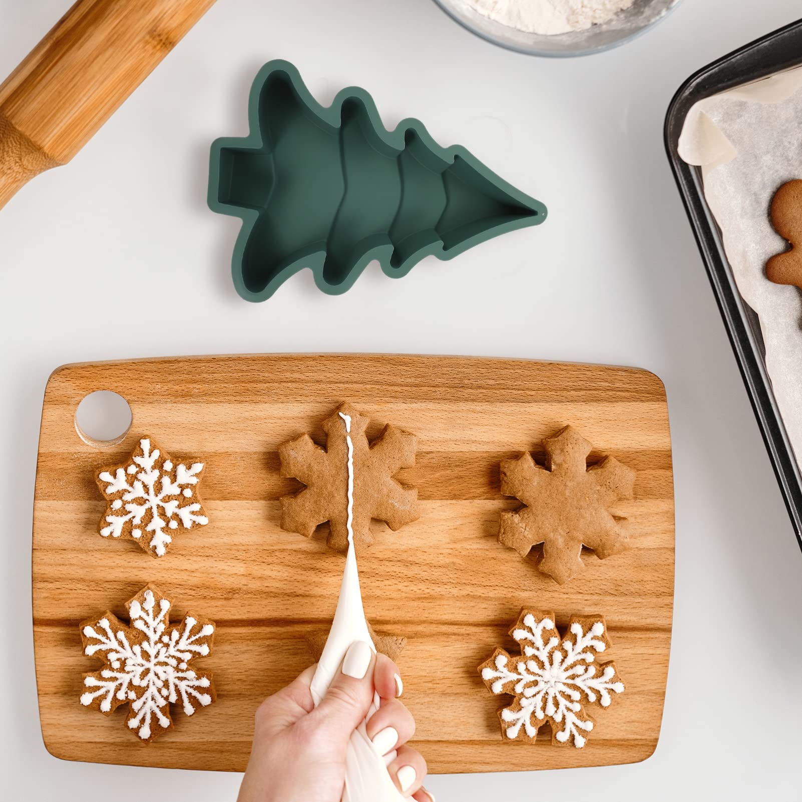 Operitacx Non-Stick Christmas Tree Cake Pan - 8.2x10.6 Inch Silicone Baking Mold for Cakes, Cupcakes & Holiday Treats | Perfect for Christmas, Xmas Party Desserts & Festive Baking Supplies