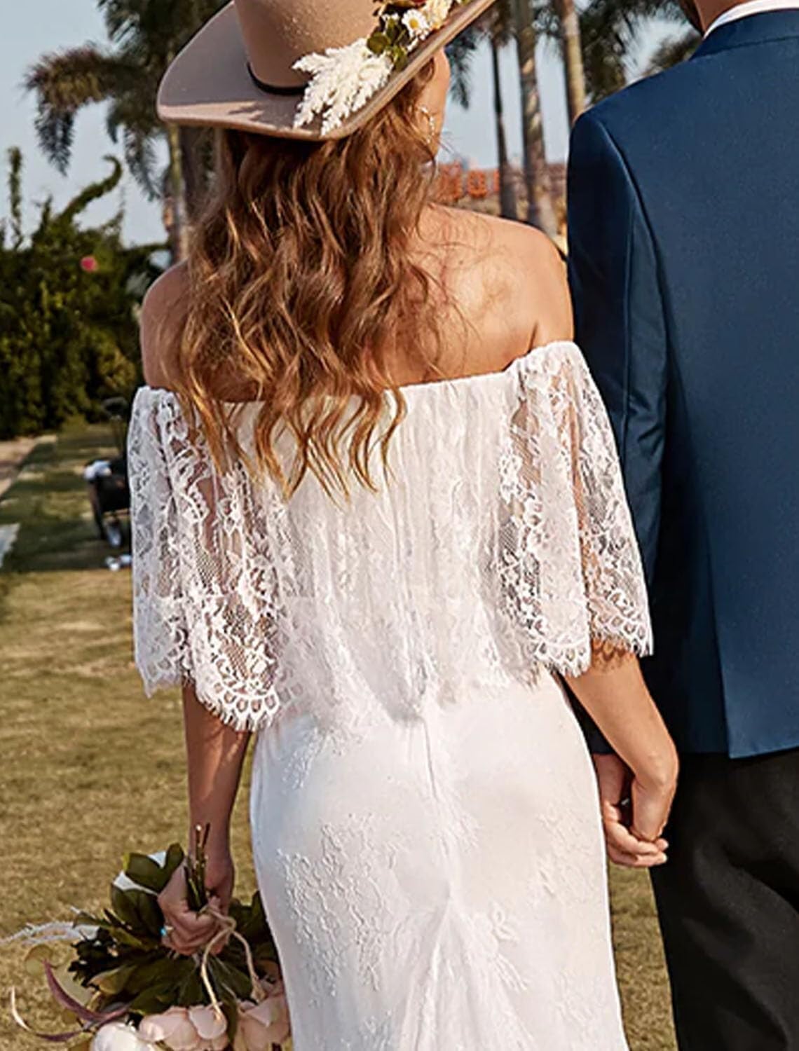 Boho Lace Wedding Dresses 2025 - Long Beach Wedding Gowns for Women, Country Style Bridal Dress for Outdoor, Garden & Destination Weddings
