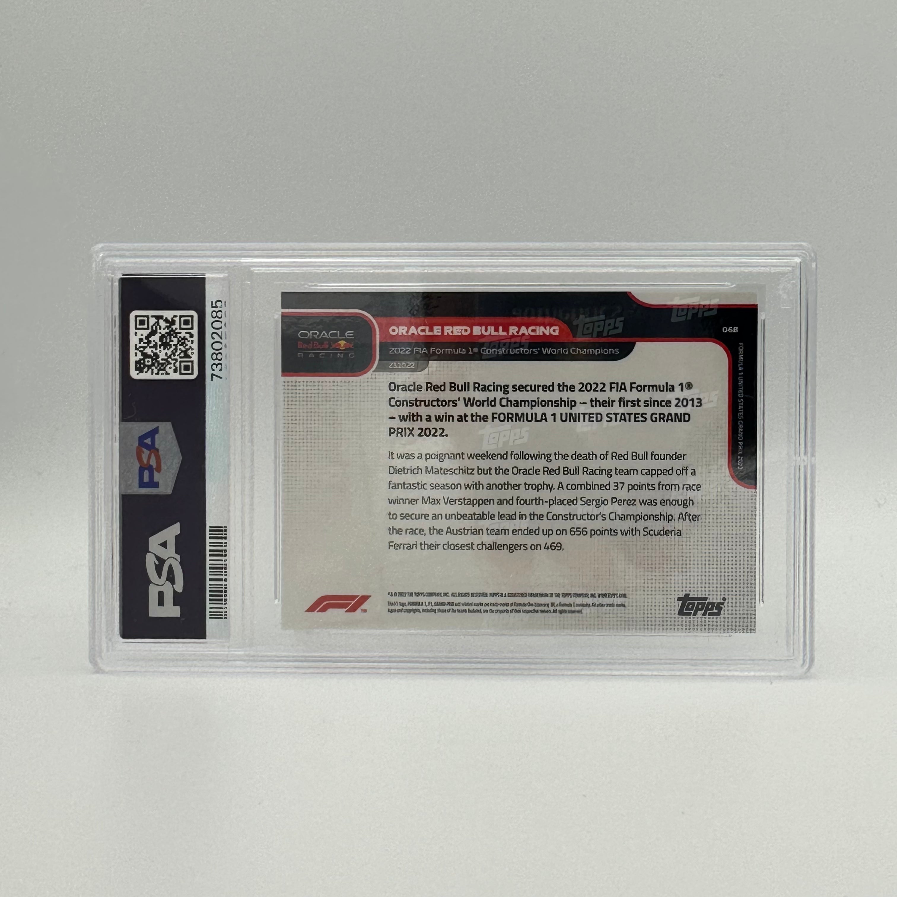 PSA 10 51/99 ORACLE RED BULL RACING #68 Trading Card - Rare Collectible for F1 Fans & Sports Memorabilia Enthusiasts - Perfect for Display, Investment & Racing Memorabilia Collections