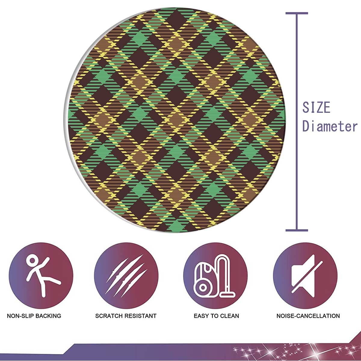 Premium Brown Plaid Desk Chair Mat for Carpet - 43 Inch Non-Slip High Pile Office Mat for Gaming Room & Home Decor | Protects Floors from Rolling Chairs & Enhances Workspace Comfort