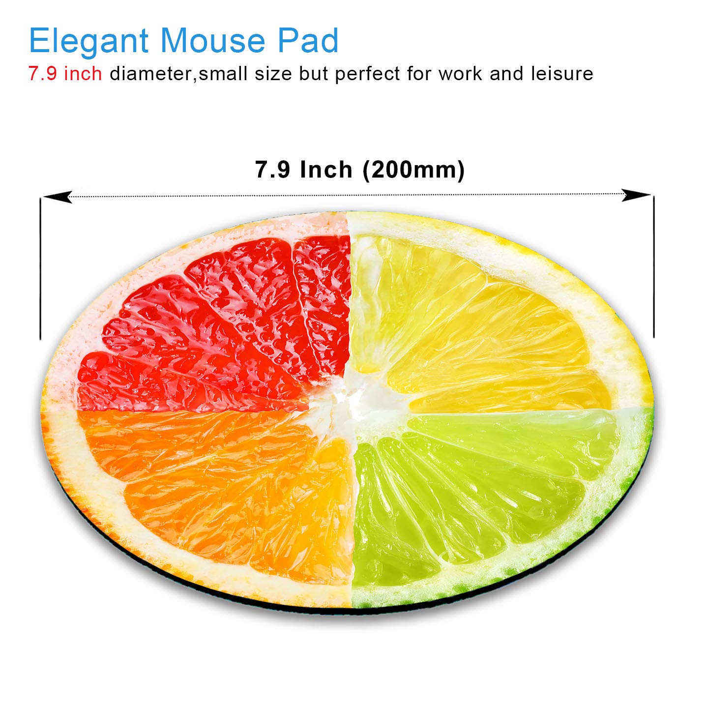 IMAYONDIA Round Lemon Mouse Pad - Tropical Citrus Fruit Design, Non-Slip Rubber Base, 7.9 Inch Cute Desk Mat for Gaming & Office Use | Perfect for Home, Work & Computer Accessories