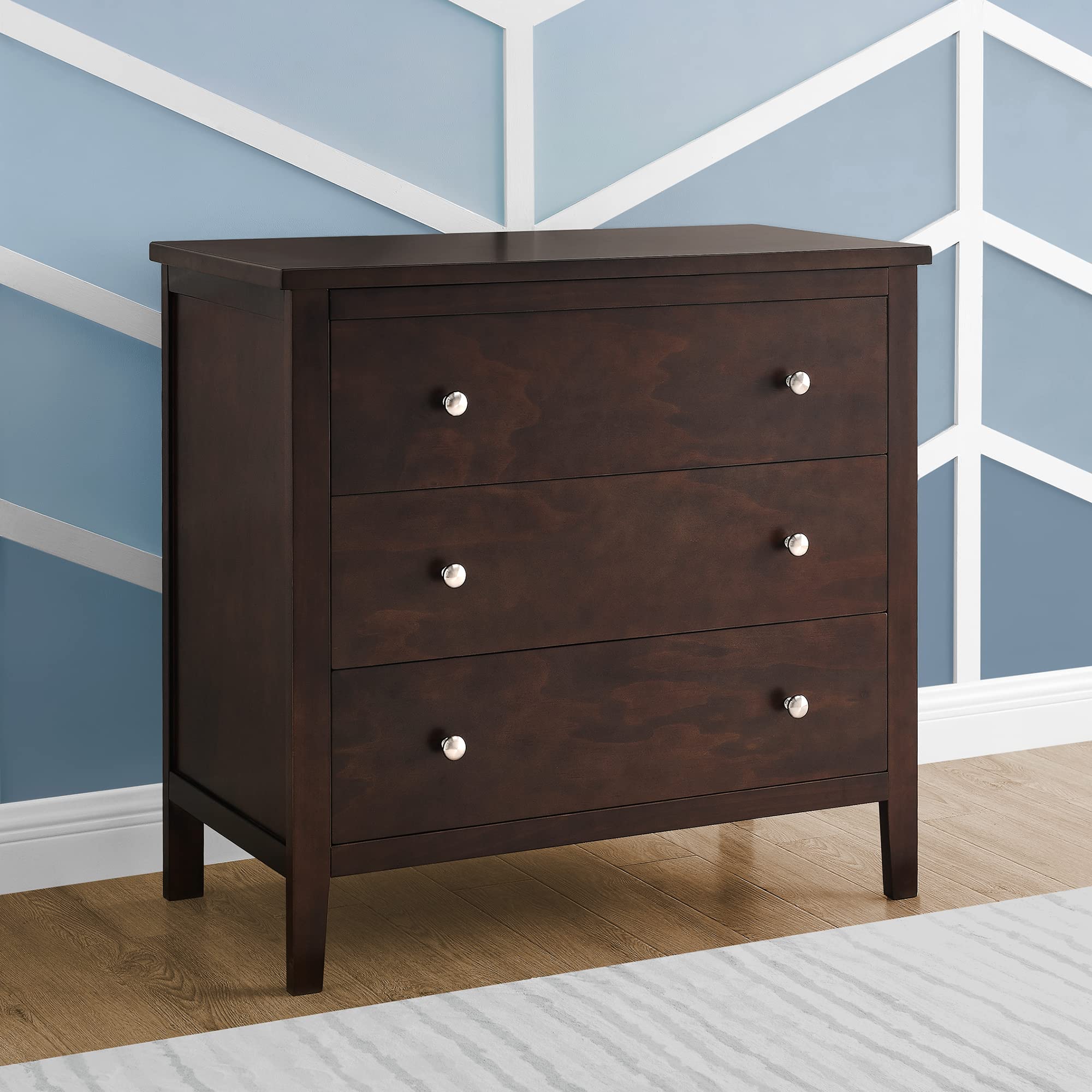 Delta Children Campbell 3-Drawer Dresser in Walnut Espresso - Perfect for Nursery, Kids Room & Bedroom Storage