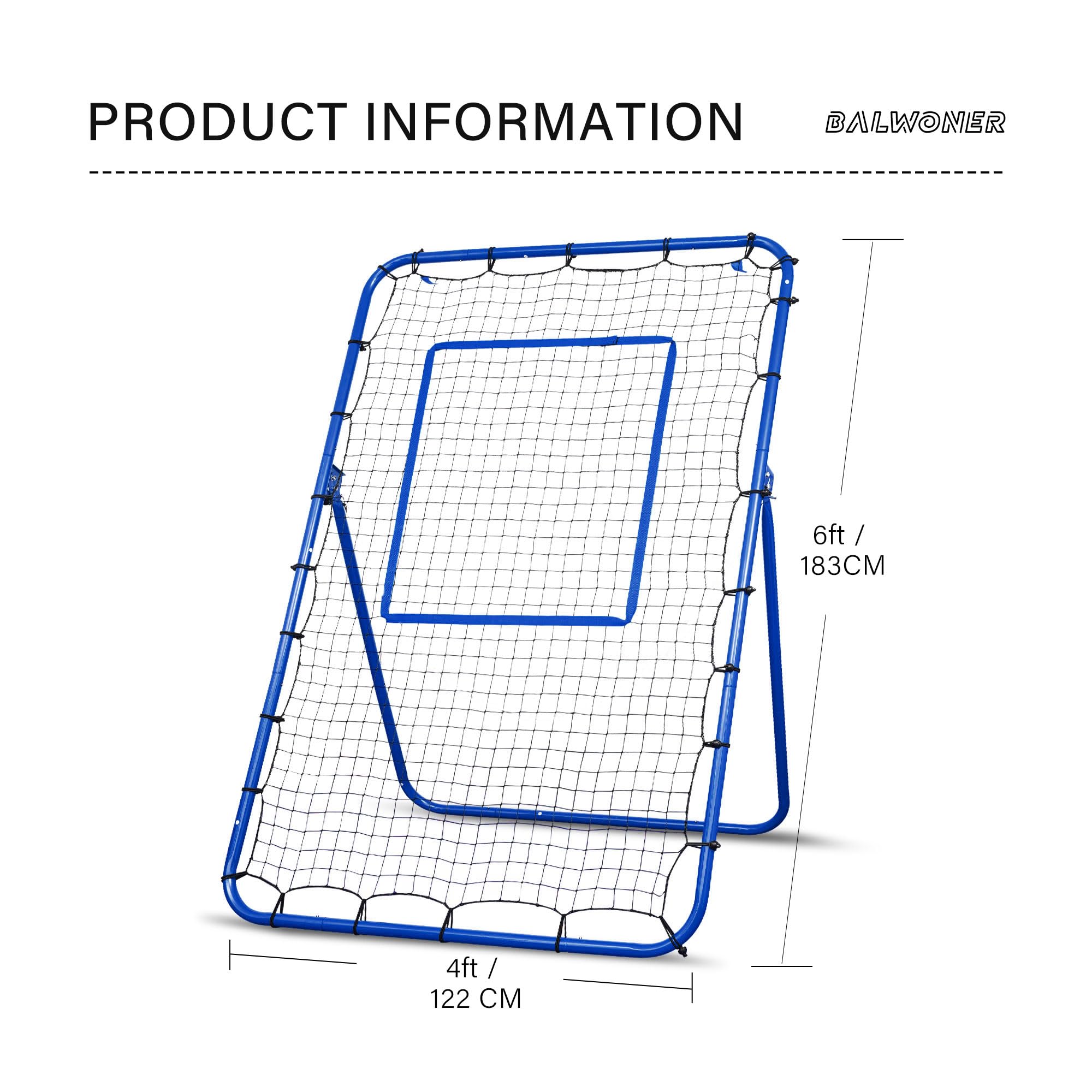 5-Angle Adjustable 6x4 ft Rebound Net for Baseball, Softball, Lacrosse & Volleyball Practice - Strike Zone Target - Perfect for Backyard Training & Team Drills