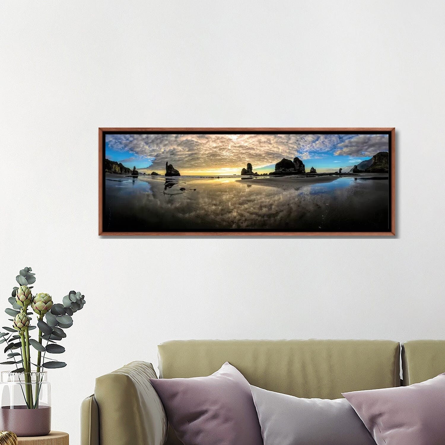Before Sunset at Motukiekie Beach West Coast New Zealand - Framed Landscape Wall Art by OLena Art | Perfect for Living Room, Bedroom & Office Decor