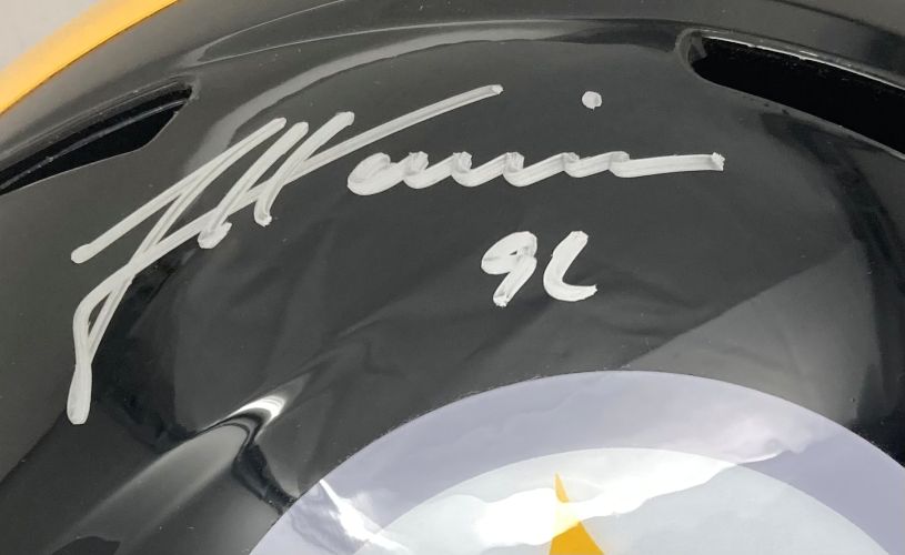 James Harrison Autographed Pittsburgh Steelers Full Size Speed Replica Helmet - Authentic NFL Football Collectible - Perfect for Sports Memorabilia Collections and Man Cave Decor